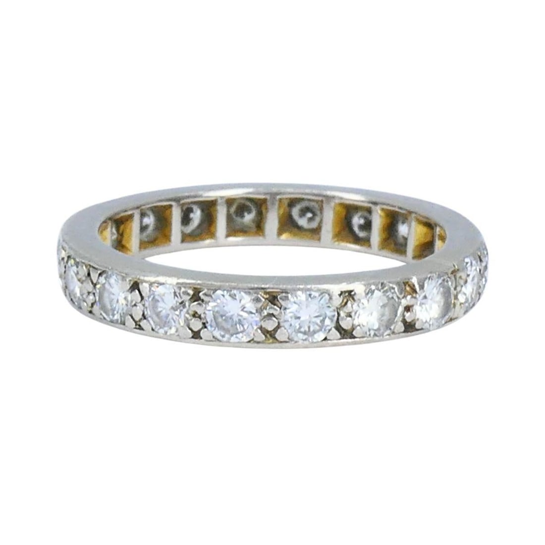 Vintage Platinum Diamond Eternity Band Ring, Size 5.25, Mid-Century - 4