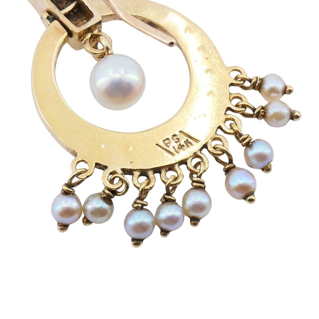 Antique Edwardian 14K Gold Pearl Drop Earrings, Circa 1900 - 12