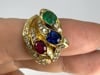 English Vintage 18k Gold Diamond Ruby Emerald Sapphire Snake Ring - 8