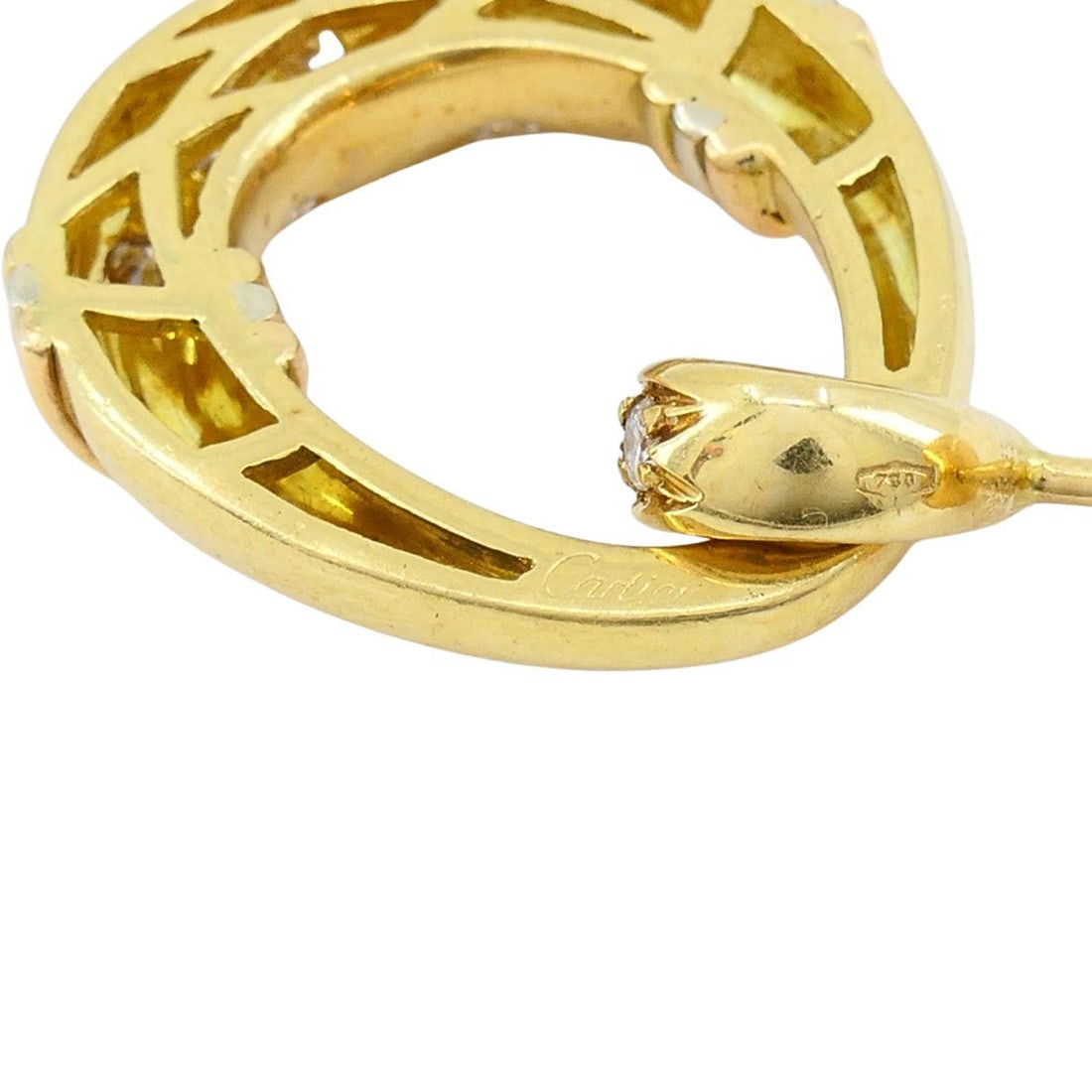 Vintage Cartier 18k Gold Trinity Diamond Mini Doorknocker Earrings - 2