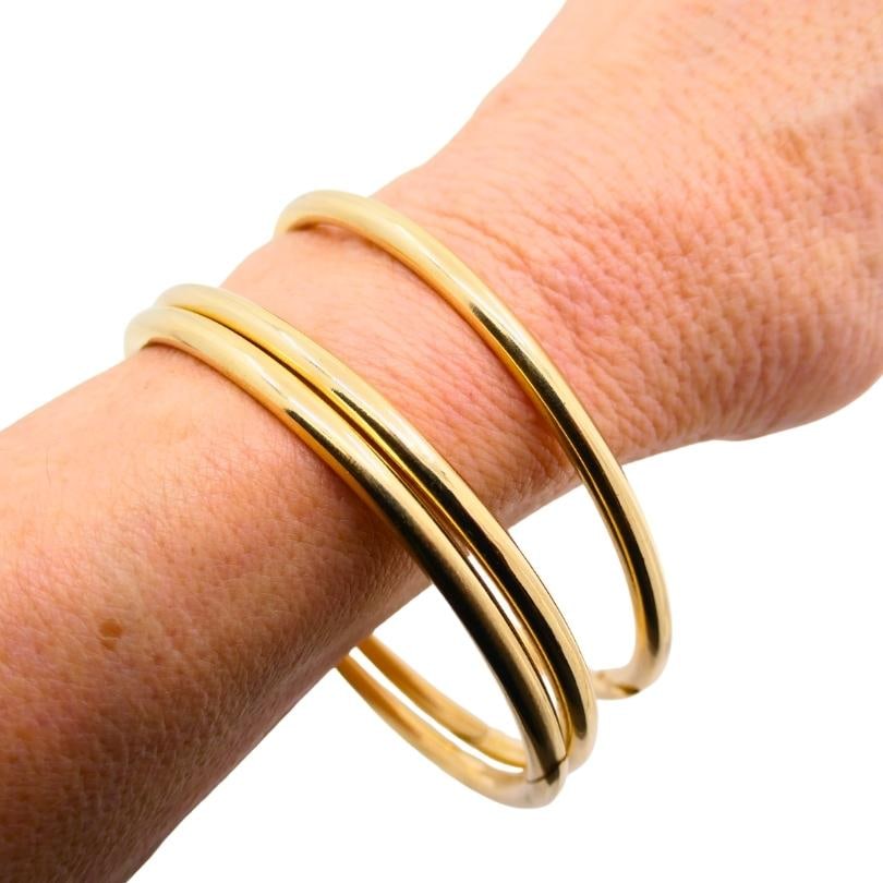 Vintage Cartier Set of Three Bangle Bracelets 14k Gold Estate Jewelry - 10