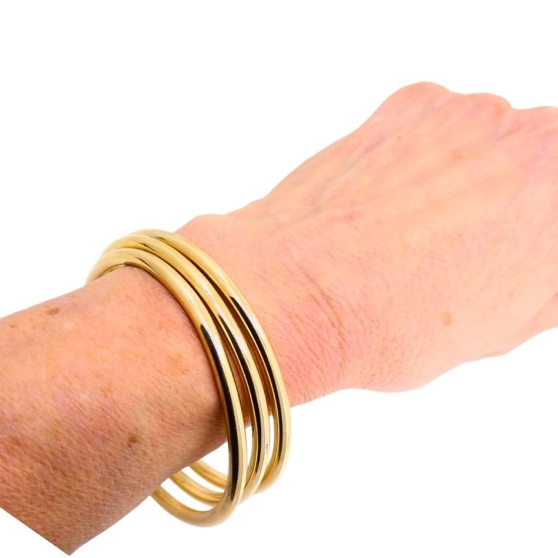 Vintage Cartier Set of Three Bangle Bracelets 14k Gold Estate Jewelry - 19