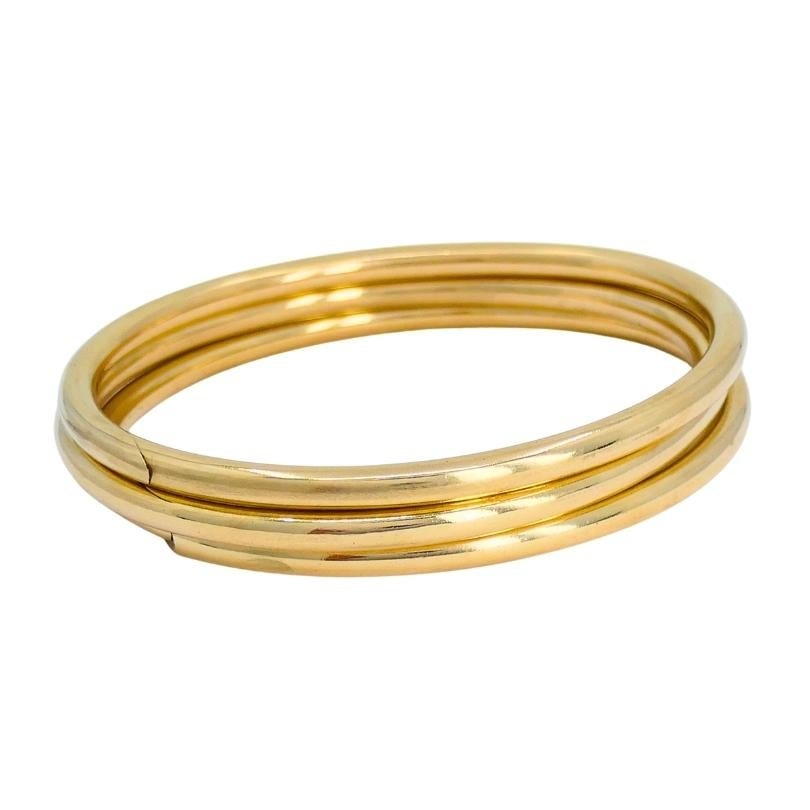 Vintage Cartier Set of Three Bangle Bracelets 14k Gold Estate Jewelry - 4