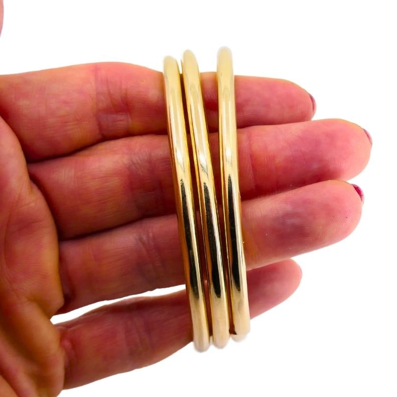 Vintage Cartier Set of Three Bangle Bracelets 14k Gold Estate Jewelry - 6