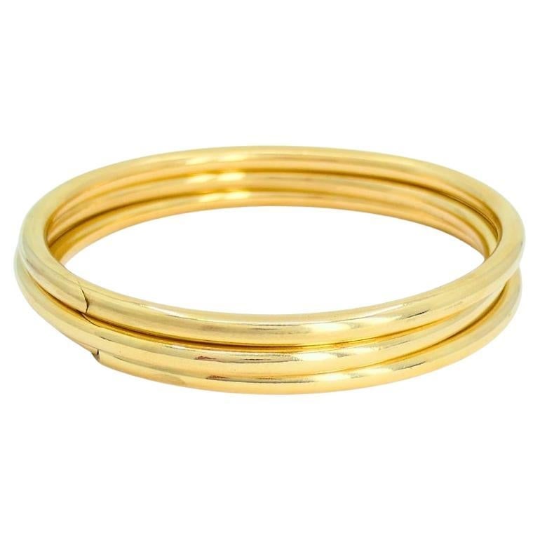Vintage Cartier Set of Three Bangle Bracelets 14k Gold Estate Jewelry - 7