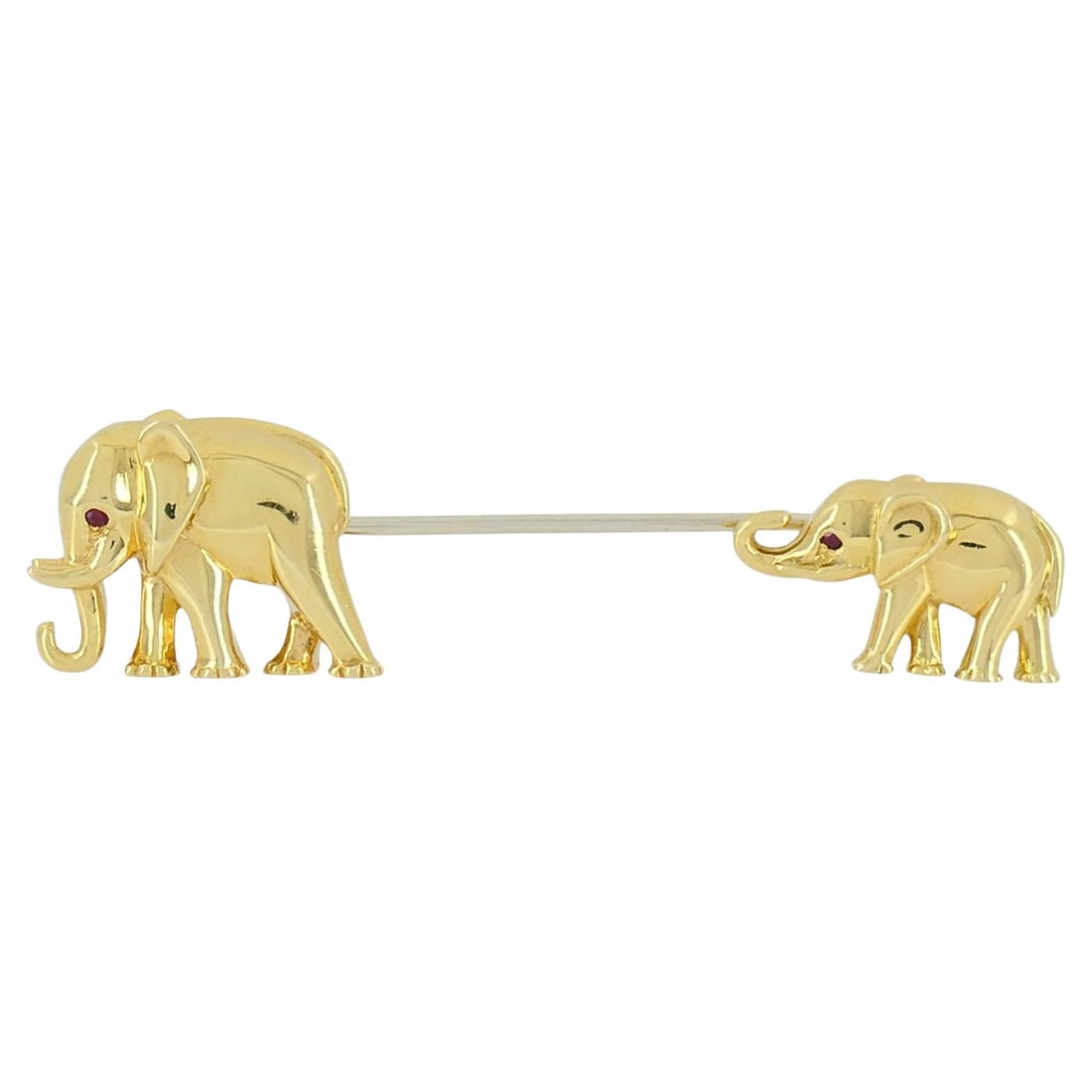 Cartier 18k Yellow Gold Ruby Elephant Mother & Child Pin Brooch (1 of 19)