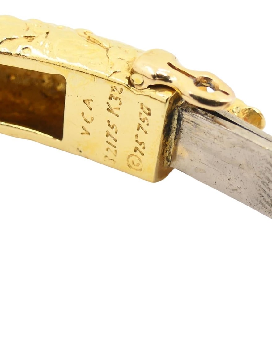 Vintage Van Cleef & Arpels Bracelet Gold Coral Diamond Bangle - 13