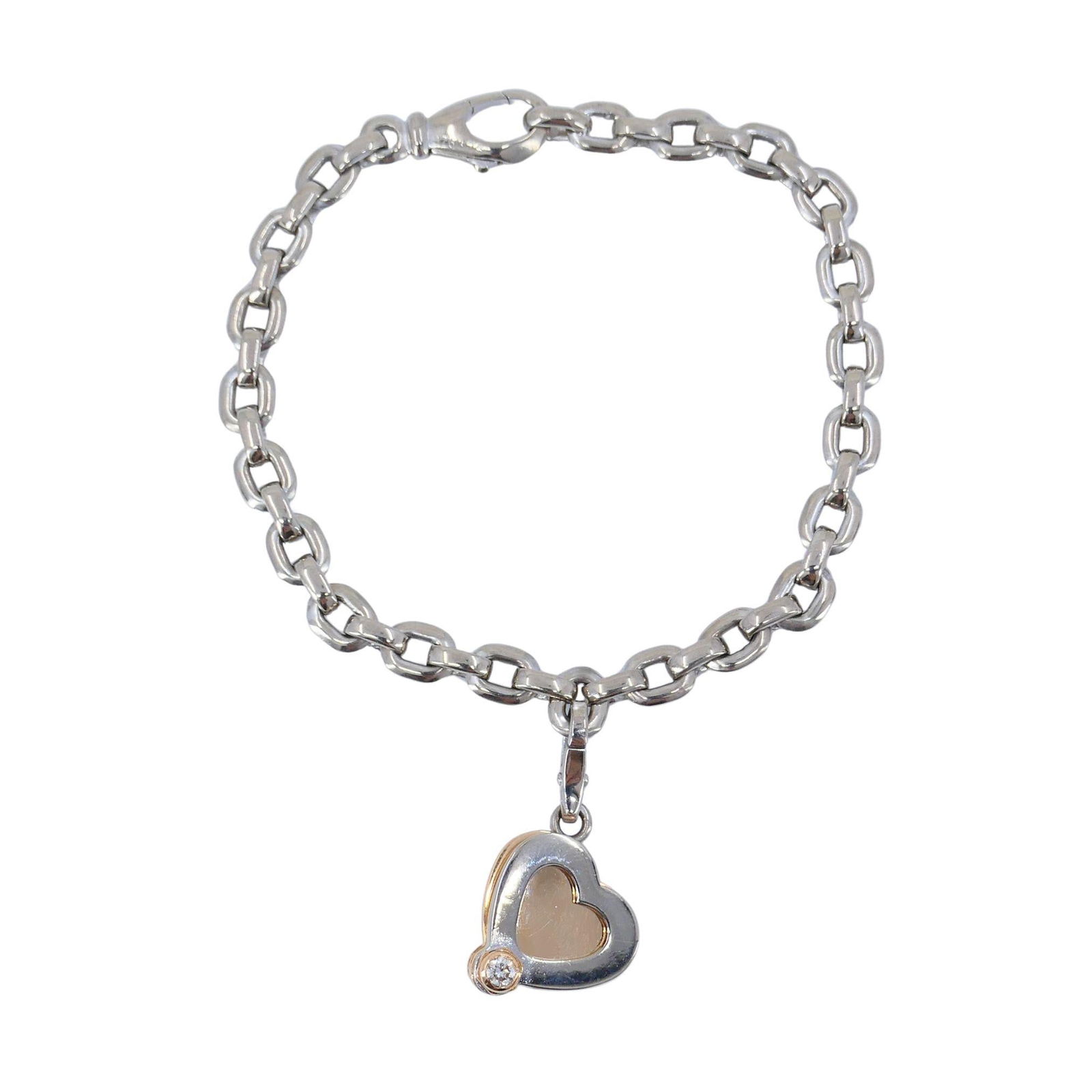 Cartier Charm Bracelet 18k White & Rose Gold Diamond Four Leaf Heart Clover (1 of 19)