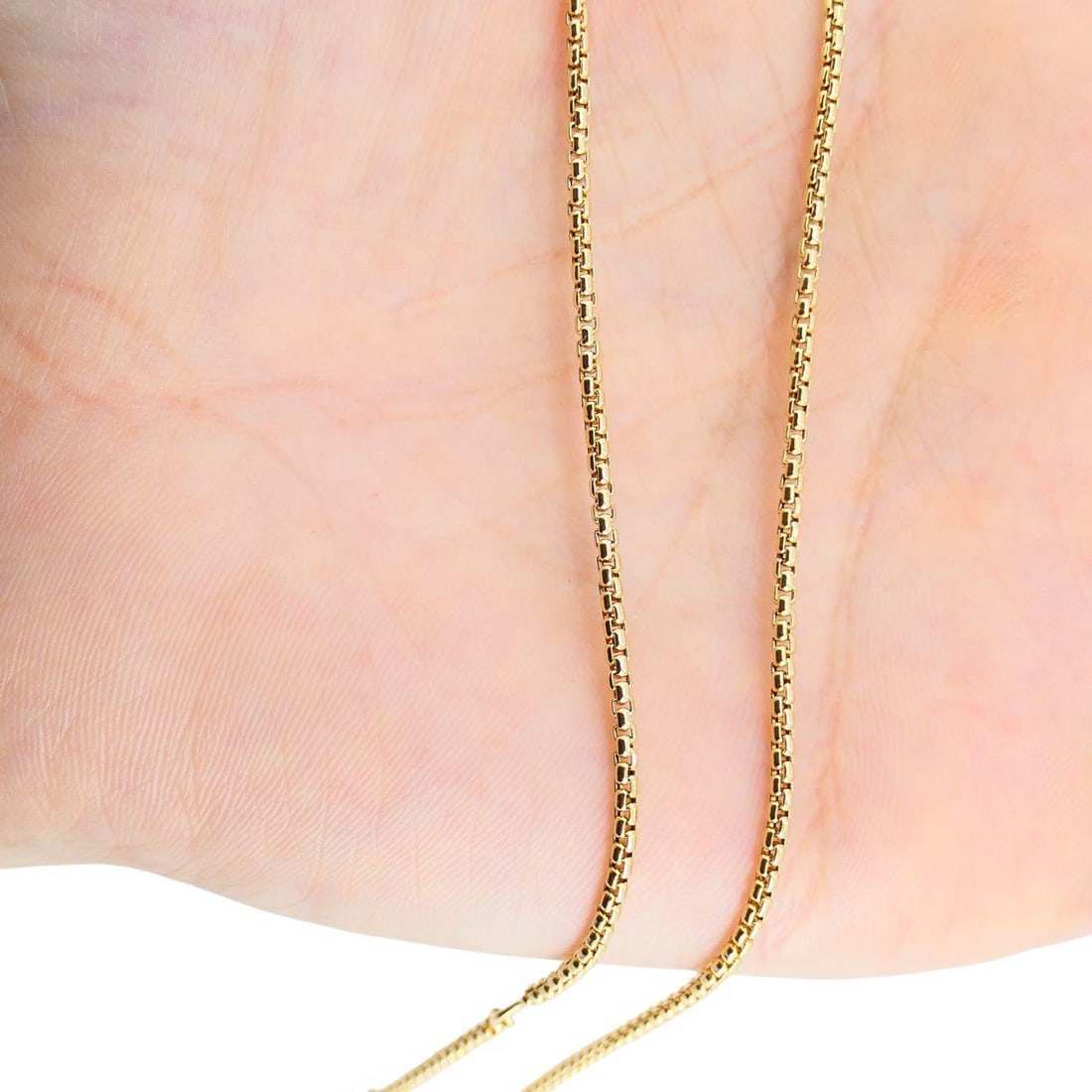 David Yurman 18k Yellow Gold Box Chain Adjustable Necklace - 15
