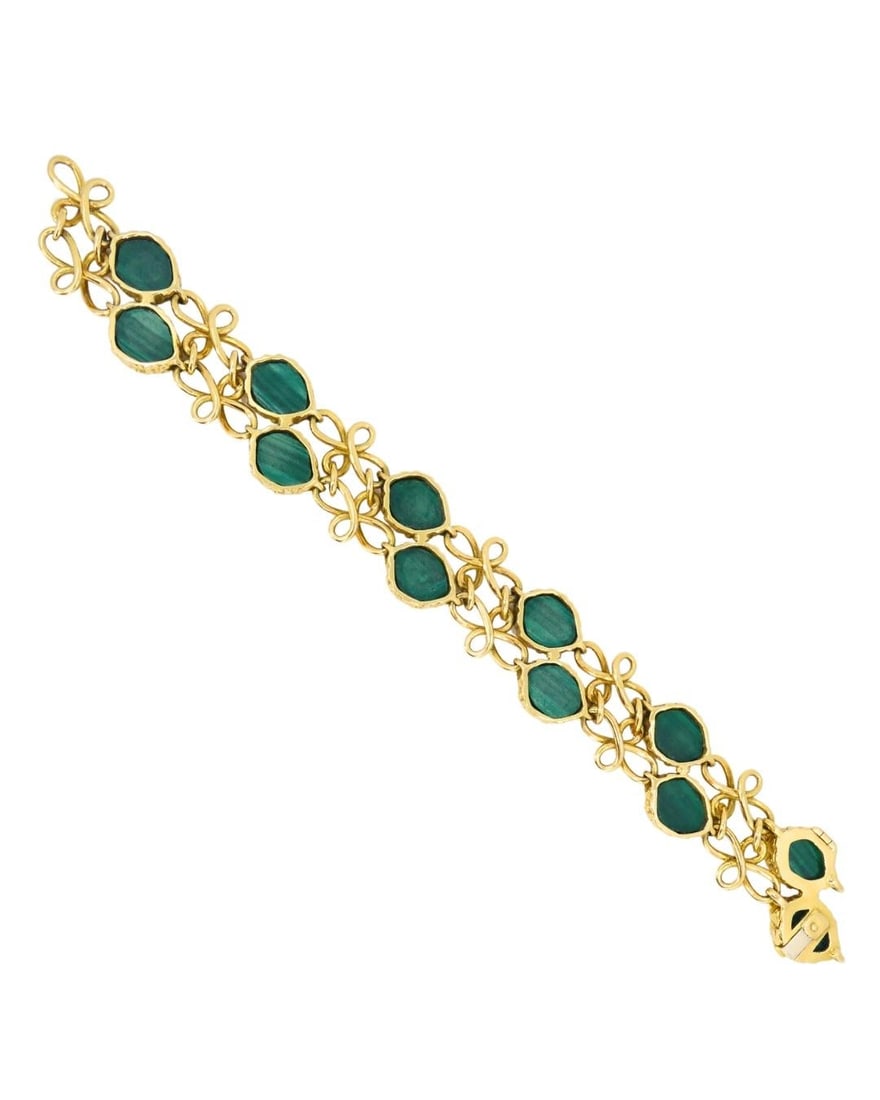 Vintage Malachite Bracelet Attributed to Mauboussin Paris 18k Gold - 3