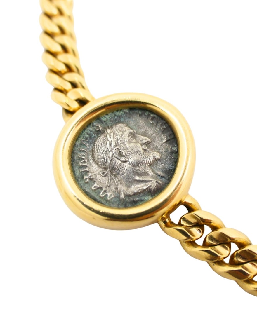 Bvlgari Bulgari Monete Gold Chain Necklace Ancient Roman Coins - 10