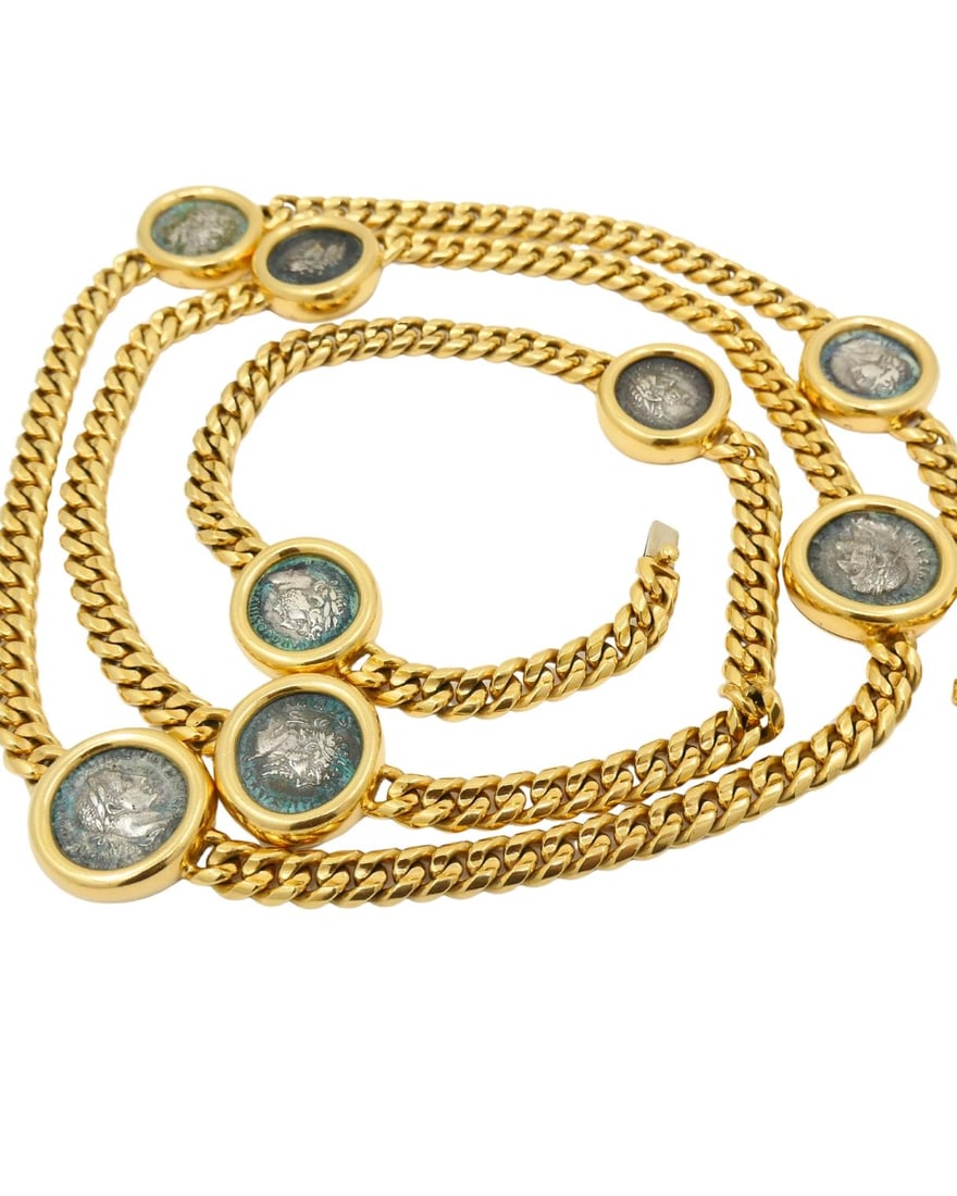 Bvlgari Bulgari Monete Gold Chain Necklace Ancient Roman Coins - 5