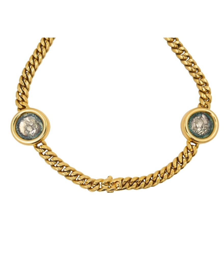 Bvlgari Bulgari Monete Gold Chain Necklace Ancient Roman Coins - 9