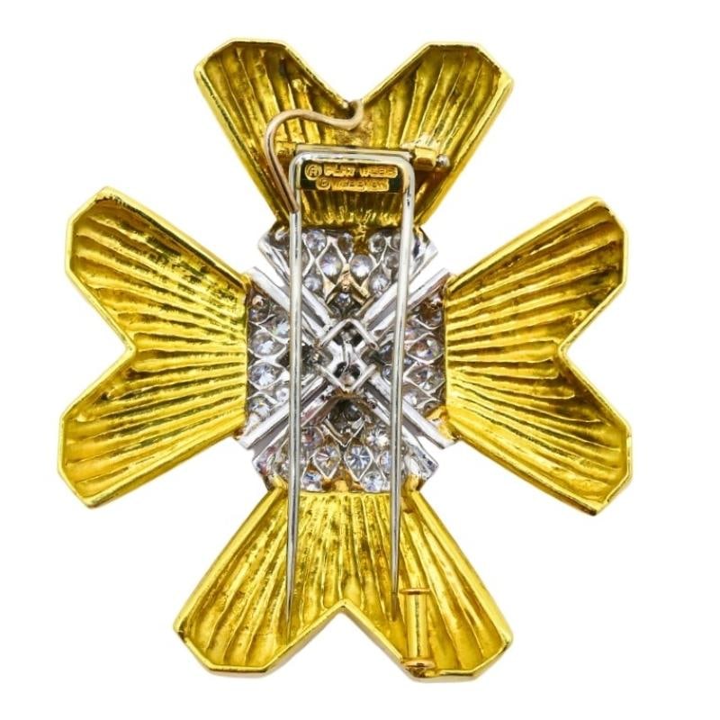 David Webb Necklace Sautoir Chain Oval Links 18k Gold Platinum Diamond Brooch - 2