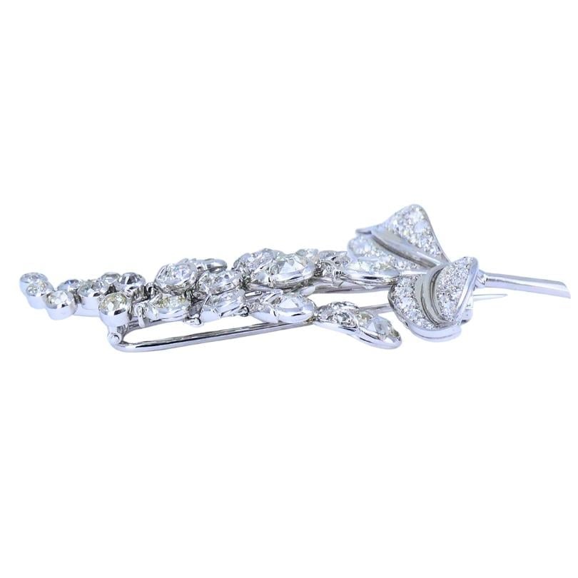 Antique Rene Boivin Platinum Diamond Brooch Circa 1880s Estate Jewelry - 3