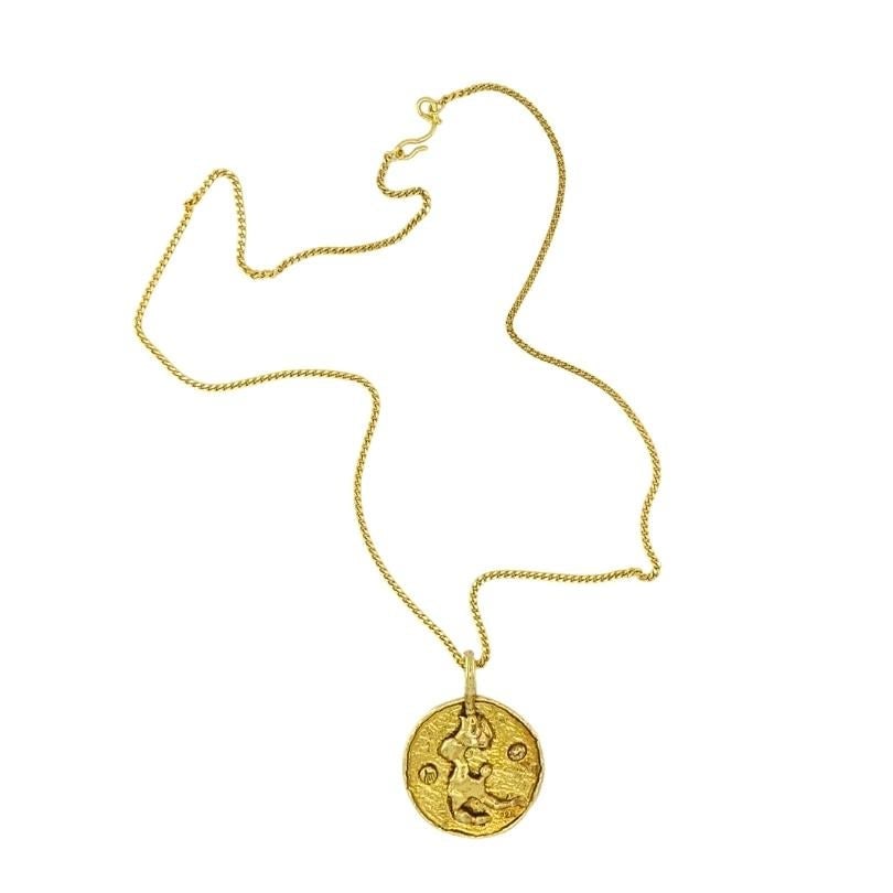 Jean Mahie 22k Gold Sculptural Abstract Pendant, 22k Chain (unbranded) Necklace - 10