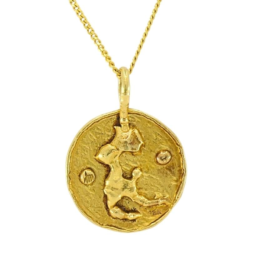Jean Mahie 22k Gold Sculptural Abstract Pendant, 22k Chain (unbranded) Necklace - 11