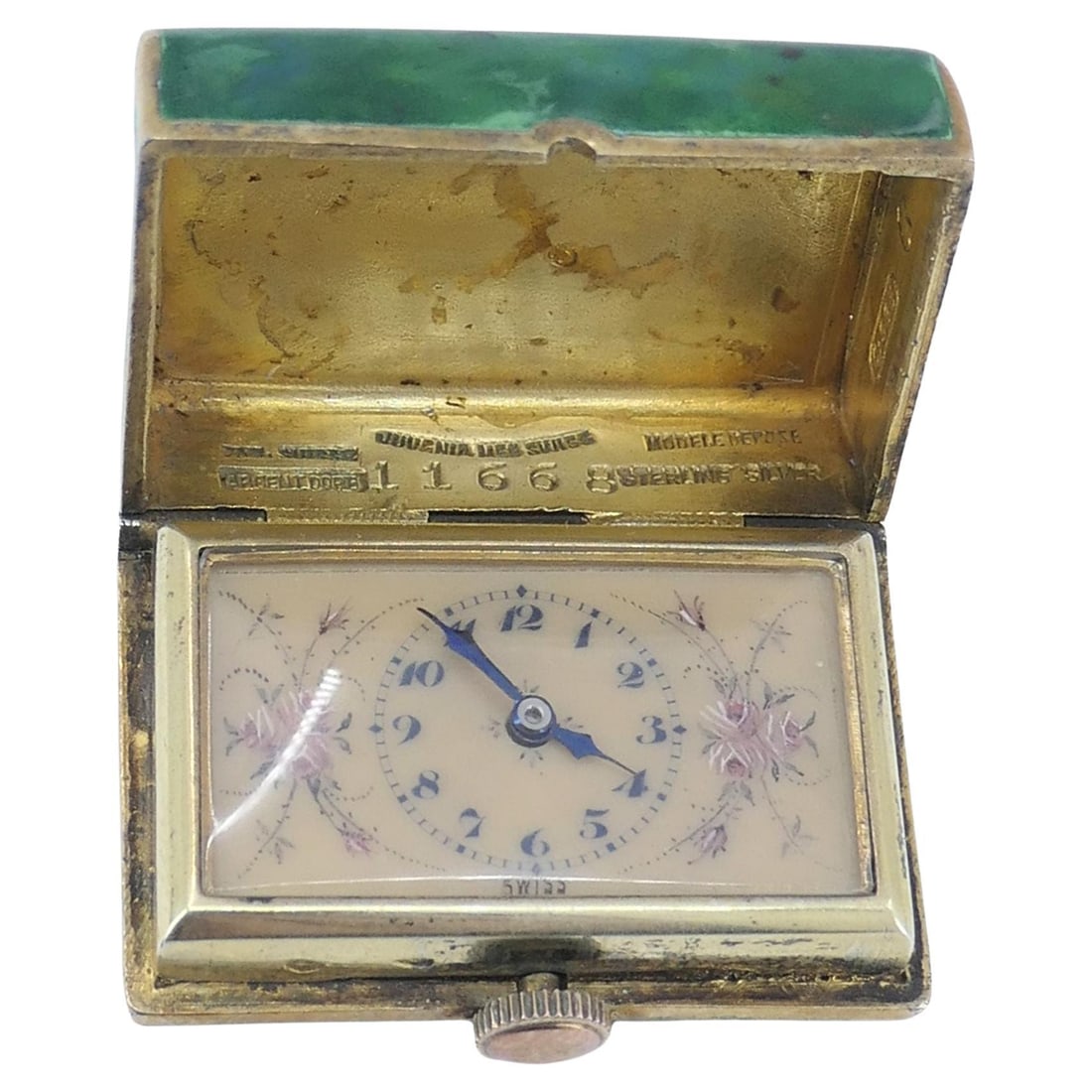 Juvenia Art Deco Swiss Galalith Sterling Silver Purse Watch, 1920s (1 of 19)