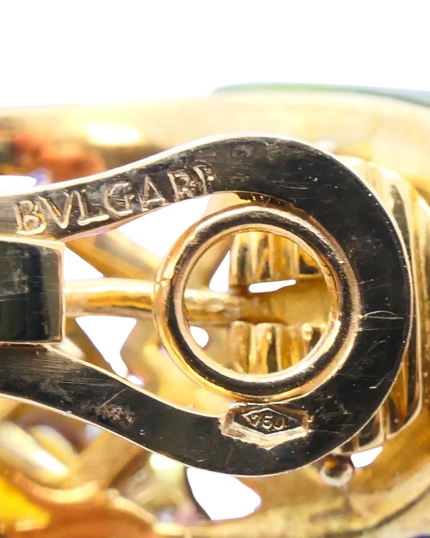 Bvlgari Vintage Bulgari Huggie Earrings Gold Diamond Gemstones - 15