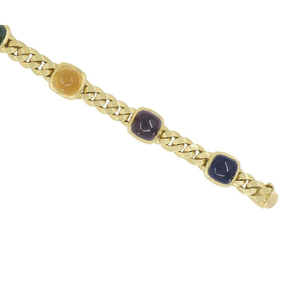 Vintage Bvlgari 18k Gold Curblink Gemstones Bulgari Bracelet - 10