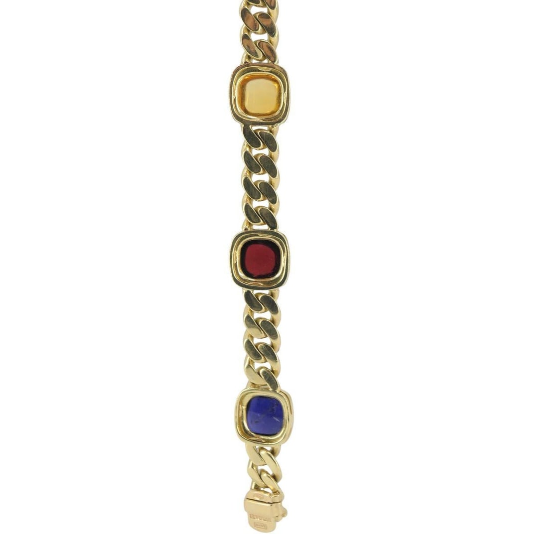 Vintage Bvlgari 18k Gold Curblink Gemstones Bulgari Bracelet - 15