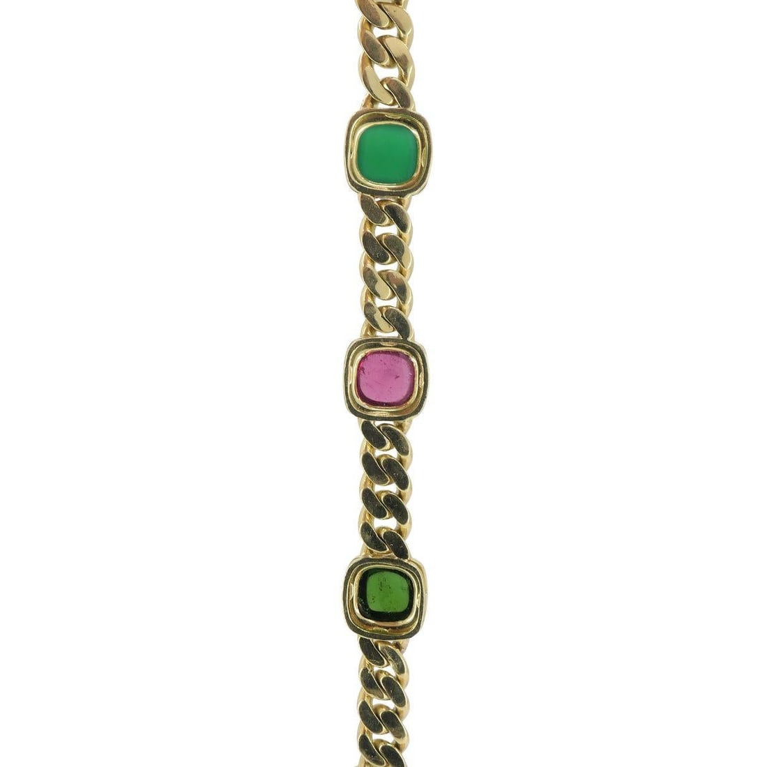 Vintage Bvlgari 18k Gold Curblink Gemstones Bulgari Bracelet - 4