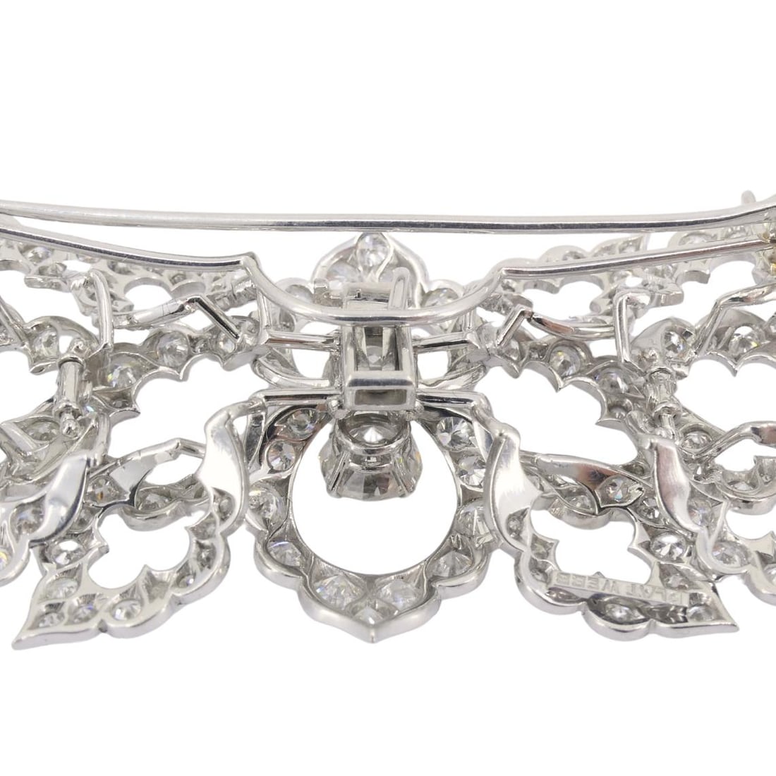 David Webb Diamond Platinum Brooch Floral Design - 12