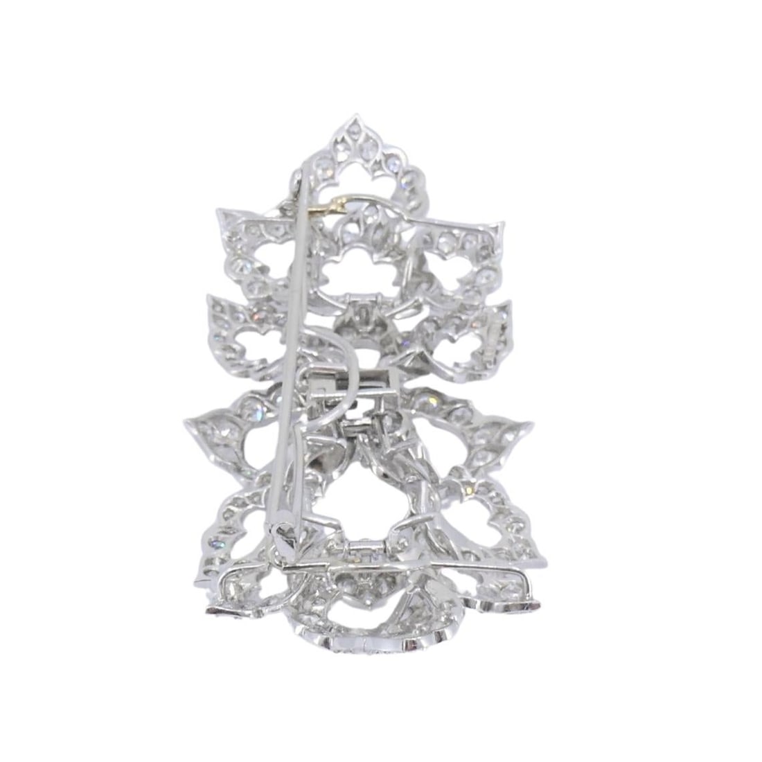 David Webb Diamond Platinum Brooch Floral Design - 14