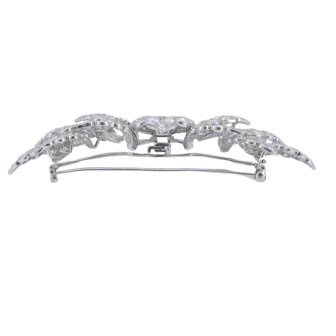 David Webb Diamond Platinum Brooch Floral Design - 16