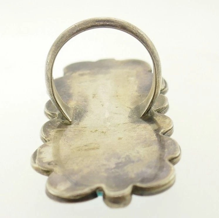 Rectangular Sterling Silver Turquoise Ring - 4