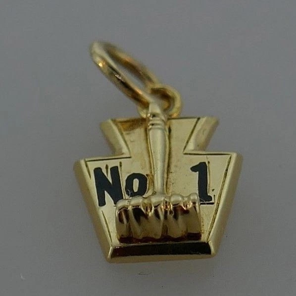 14k Yellow Gold Number One Charm - 2