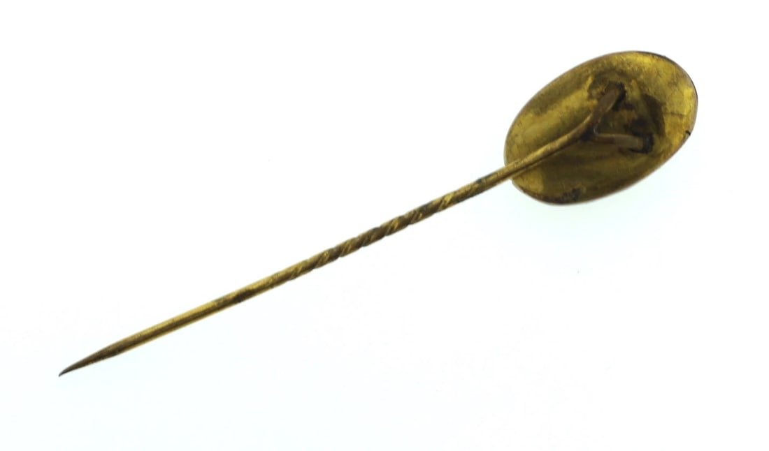 VICTORIAN C.1900 9K YELLOW GOLD GARNET WINE COLOR STICK PIN - 2