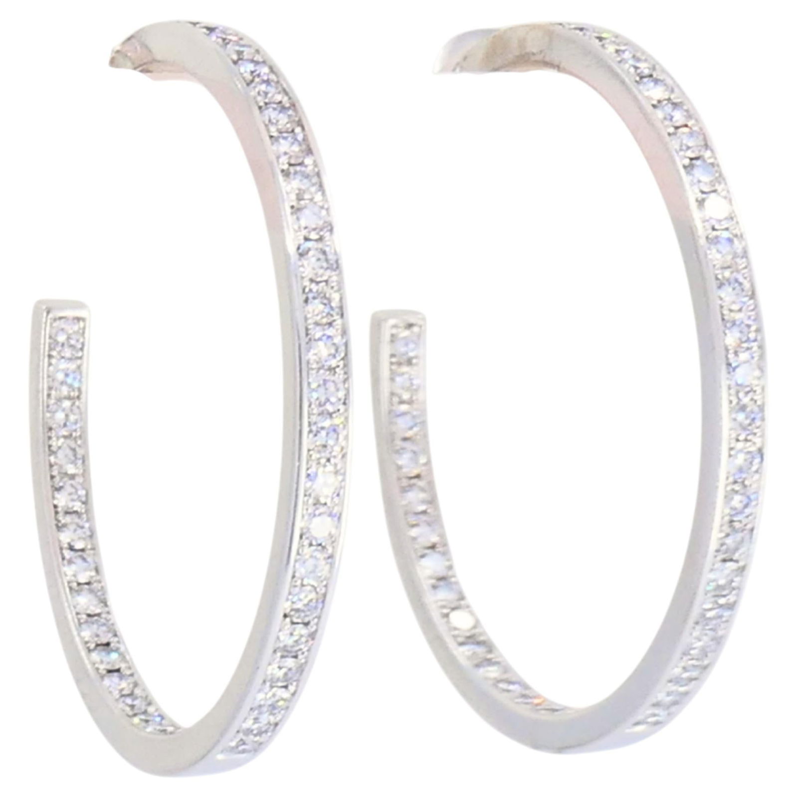 Vintage Cartier Hoop Earrings 18k Gold Diamond Earrings (1 of 19)