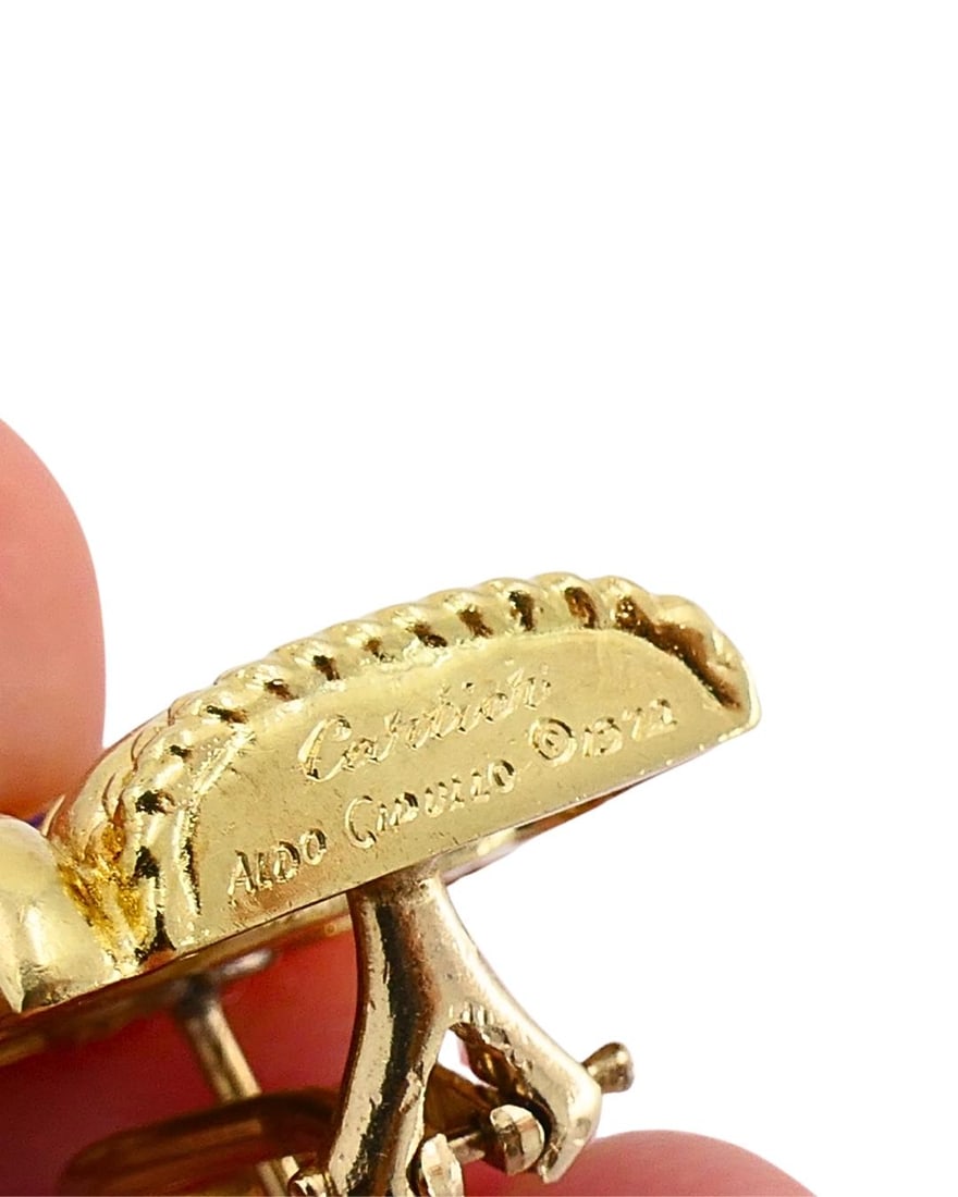 Vintage Aldo Cipullo for Cartier 18 Gold Earrings Lapis Lazuli - 12