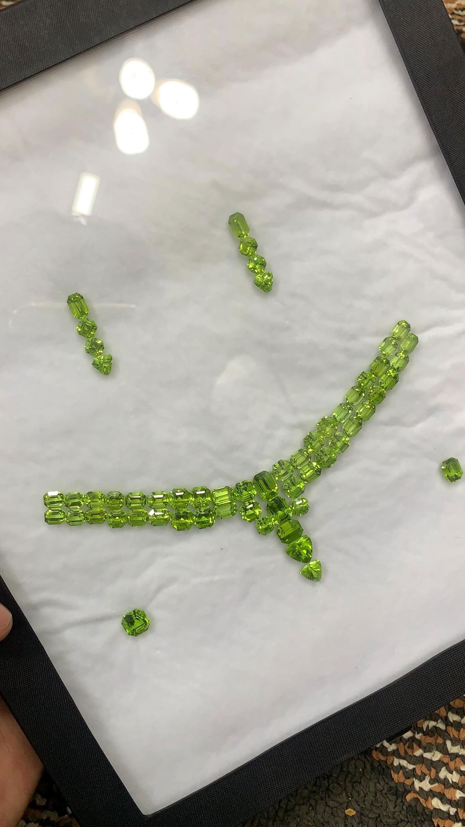85 Carat Apple Green Peridot Jewelry Layout, Loose Gemstones - 11
