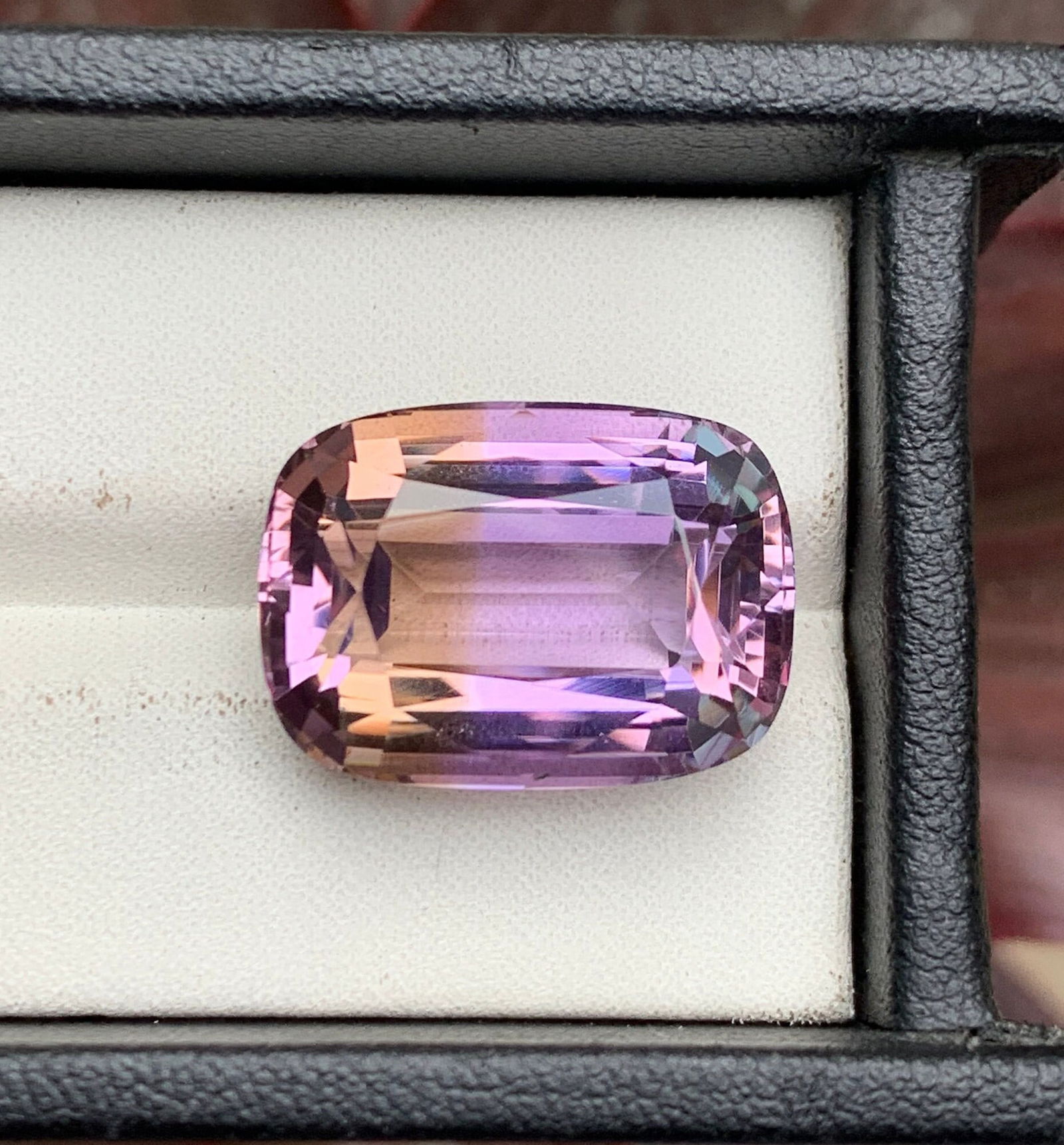 Cushion Cut Ametrine Gemstone: Bi-Color Purplish Yellow, 22.60 CT - 3