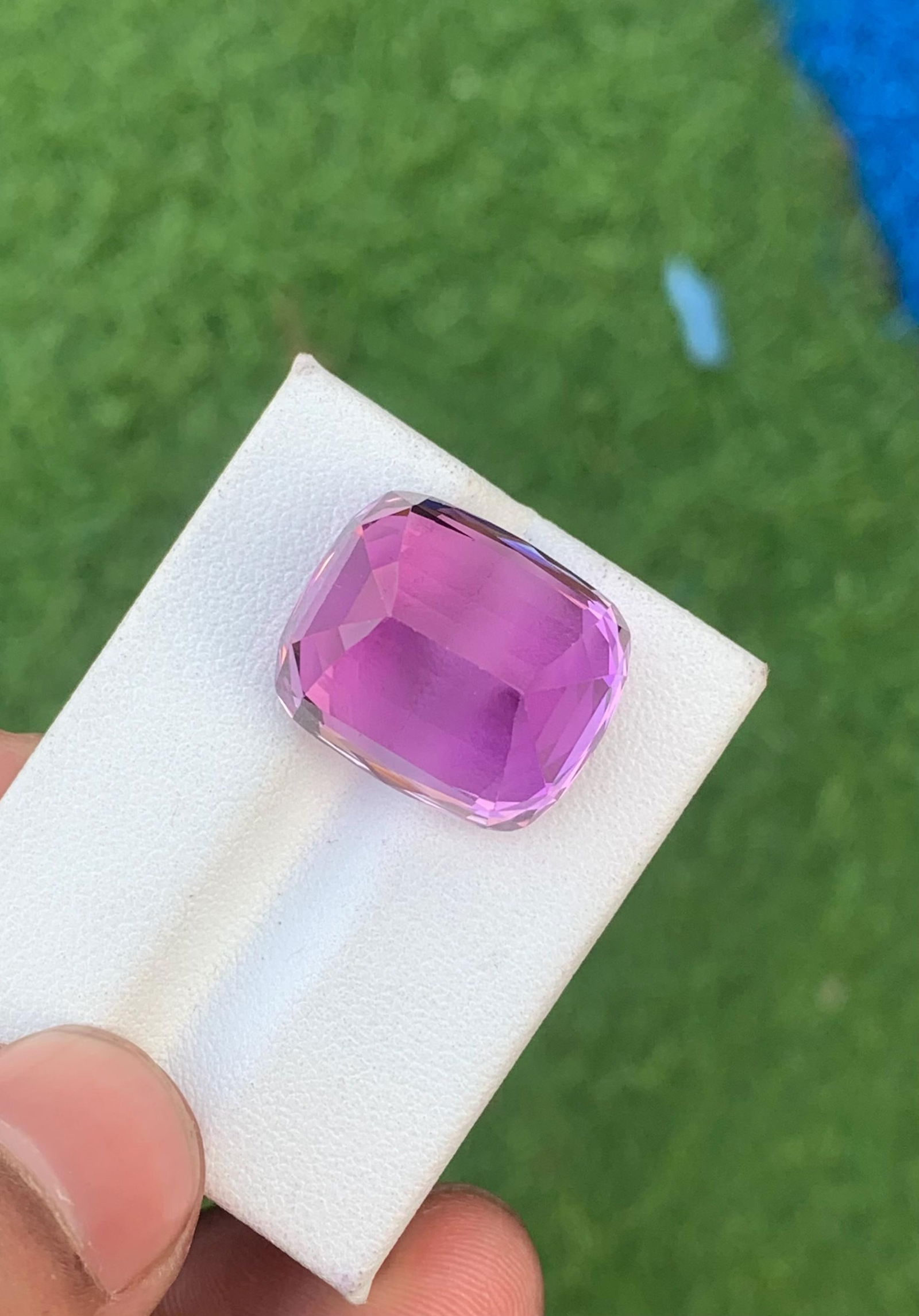 Purplish Pink Kunzite Gemstone, 29.92 Carat Cushion Cut - 13