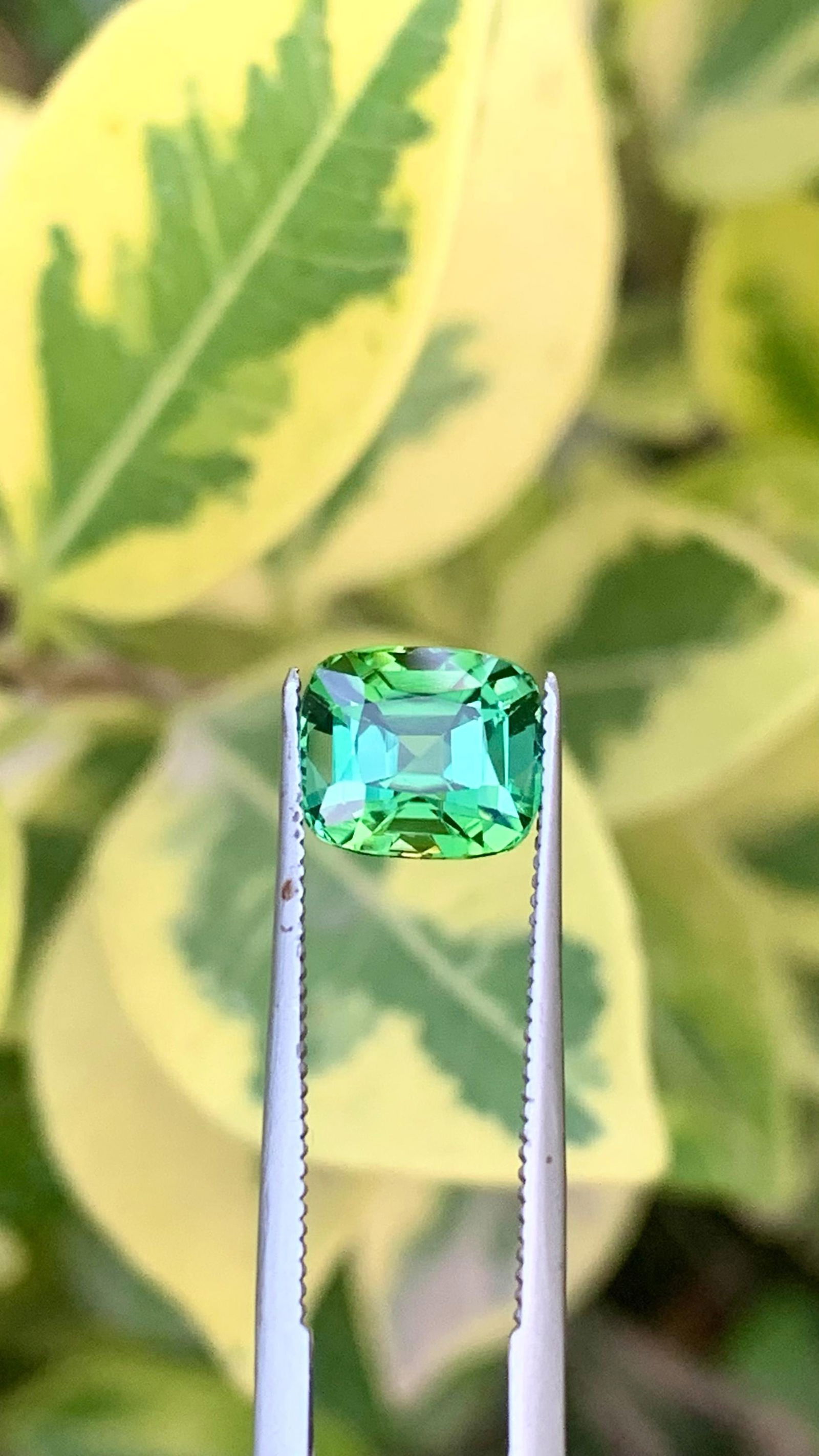 Natural Mint Green Tourmaline Cushion Cut Gemstone For Ring - 2.110 Carat - 7