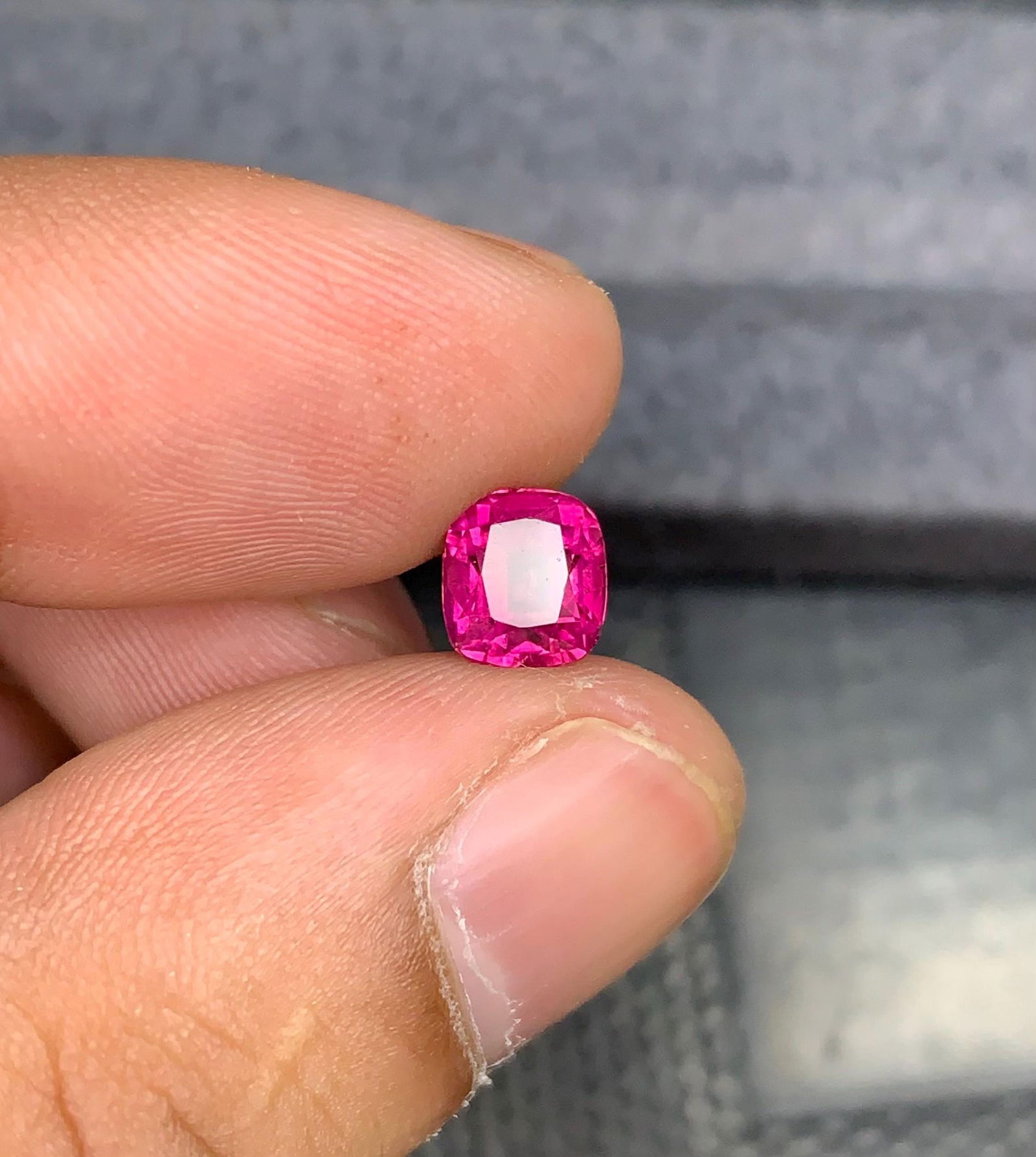 Natural Hot Pink Rubellite Tourmaline Gem: Cushion Cut, 1.52 Carat - 7