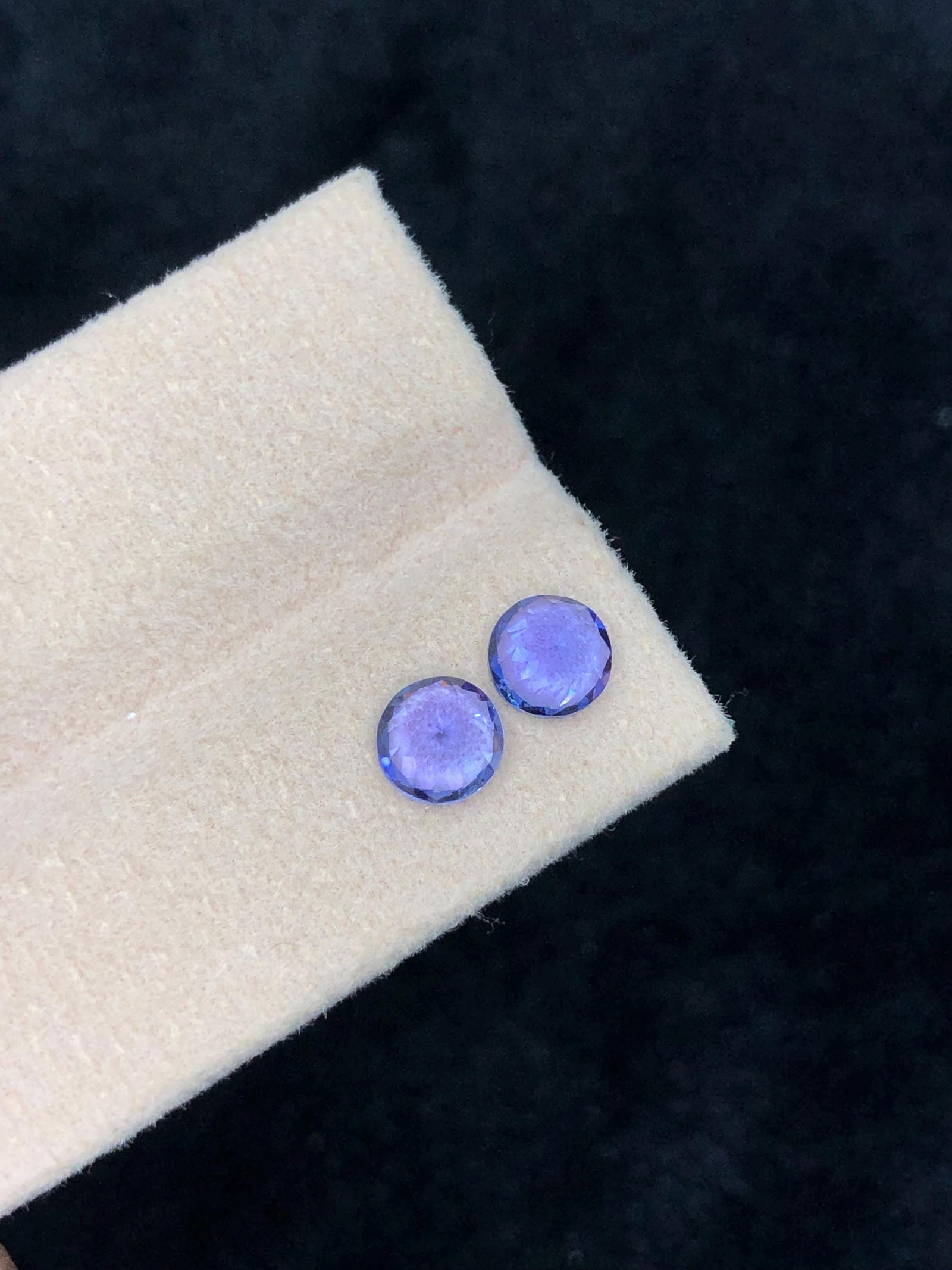 Violet Blue Tanzanite Gemstone Pair: Round Faceted Jewelry Gems, 1.91 Carat - 12