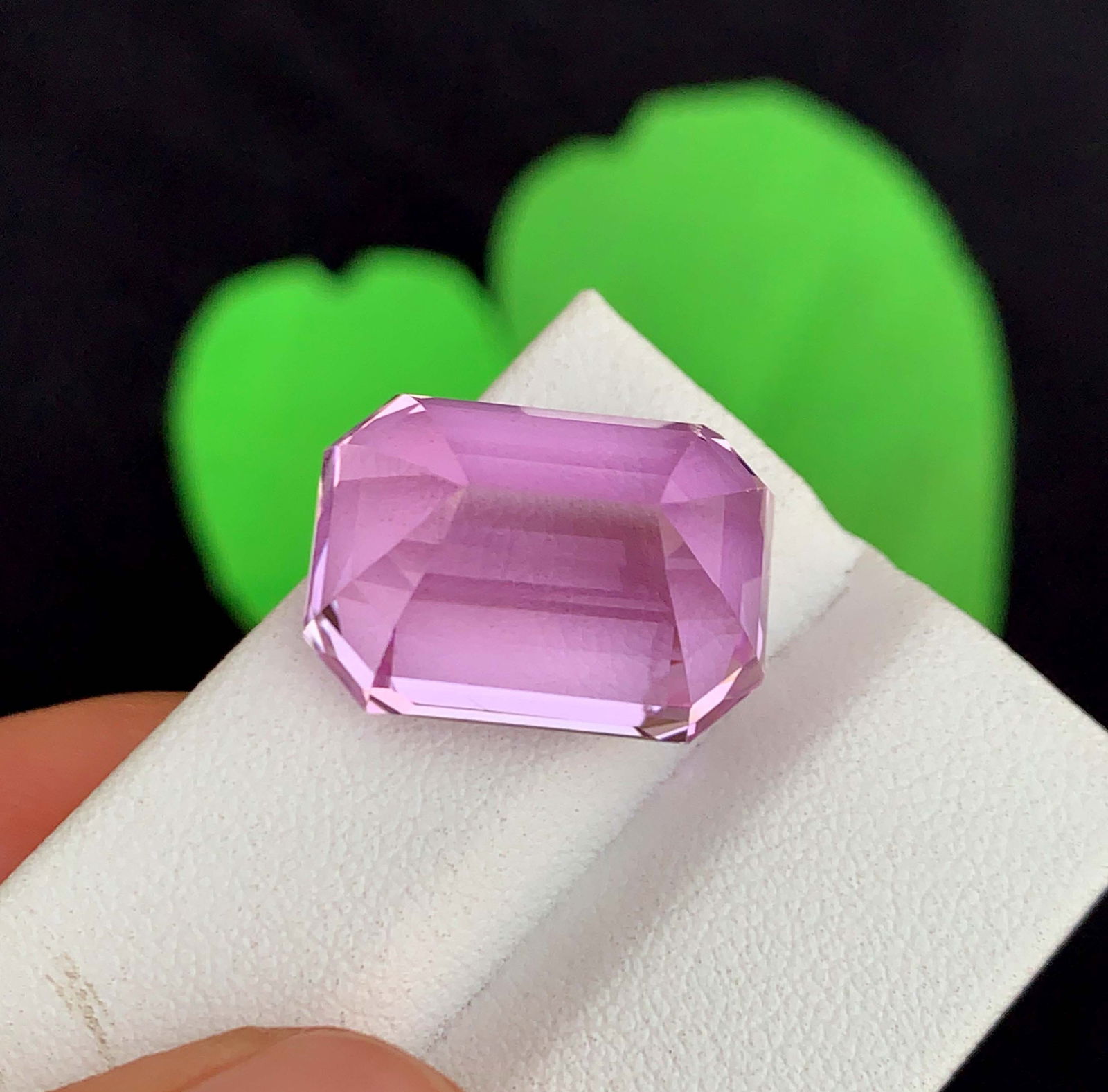 71.75 Carat Purplish Pink Kunzite Gemstone: Emerald Cut October Birthstone - 7