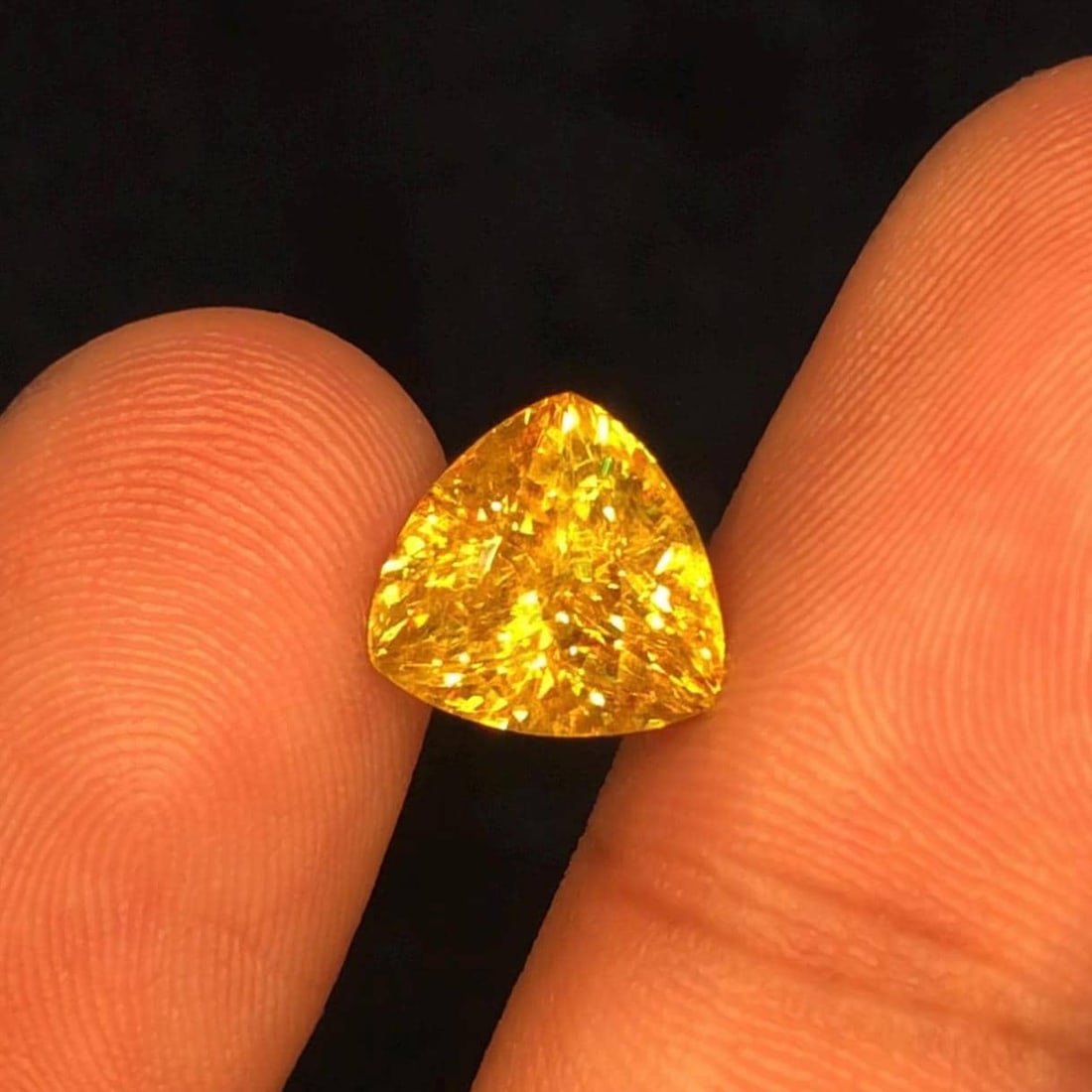 Trillion Cut Sphene Titanite Gemstone: Yellow Orange, 3.830 Ct - 15