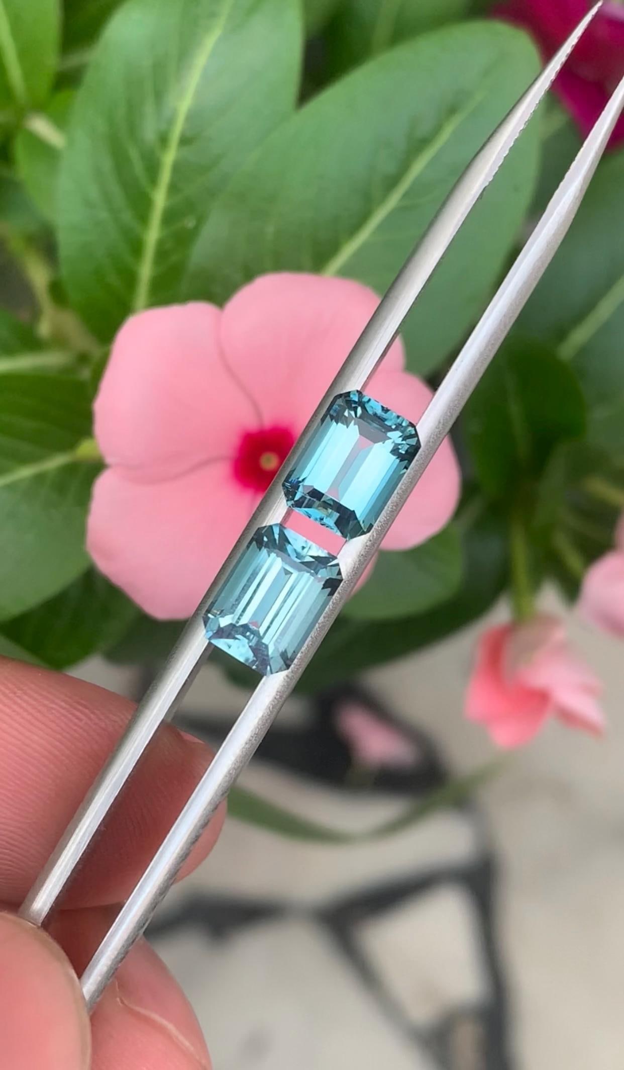 4.185 Carat Indicolite Blue Tourmaline Stone Pair, Emerald Cut Afghanistan Tourmaline - 10