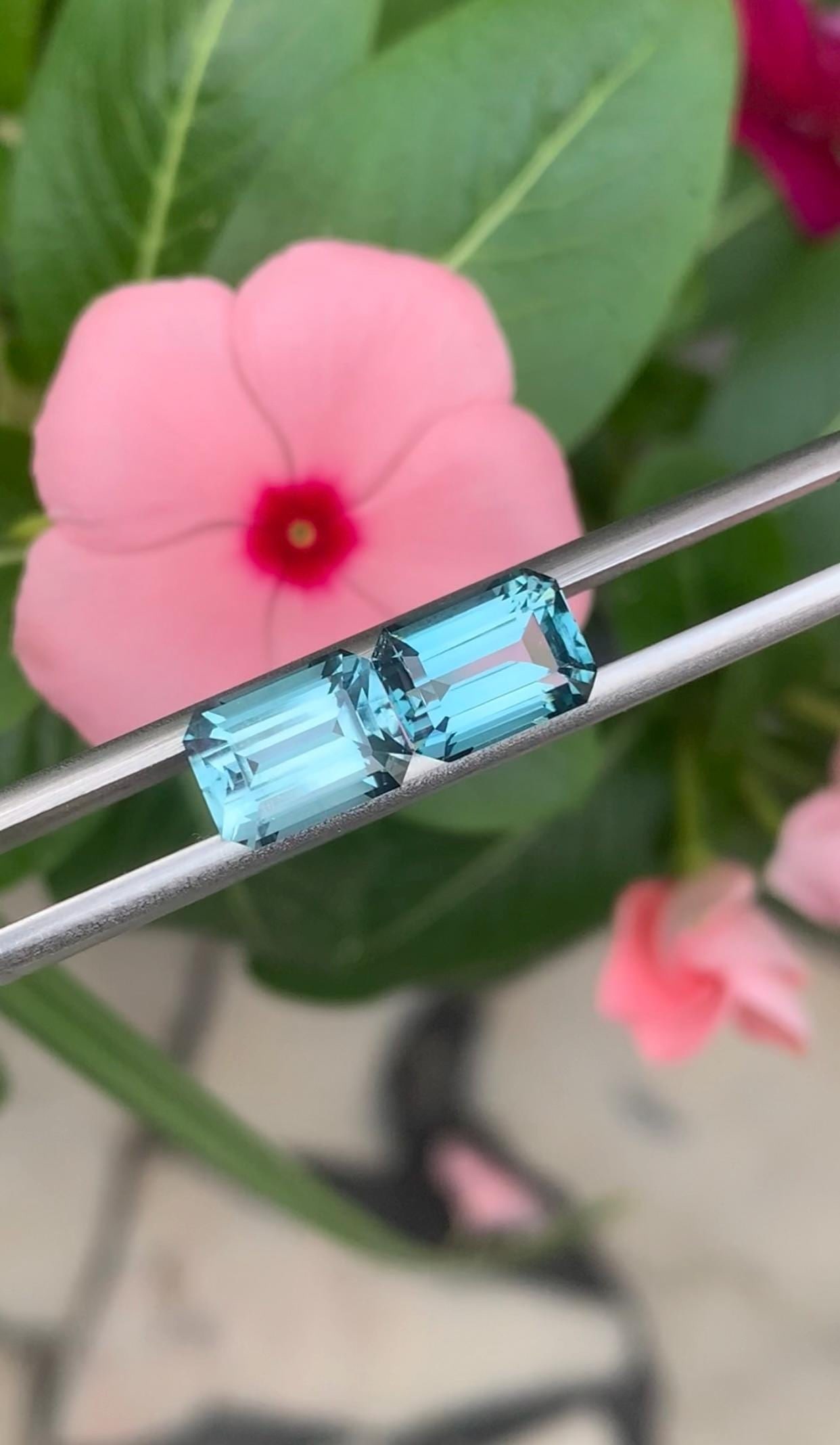 4.185 Carat Indicolite Blue Tourmaline Stone Pair, Emerald Cut Afghanistan Tourmaline - 12