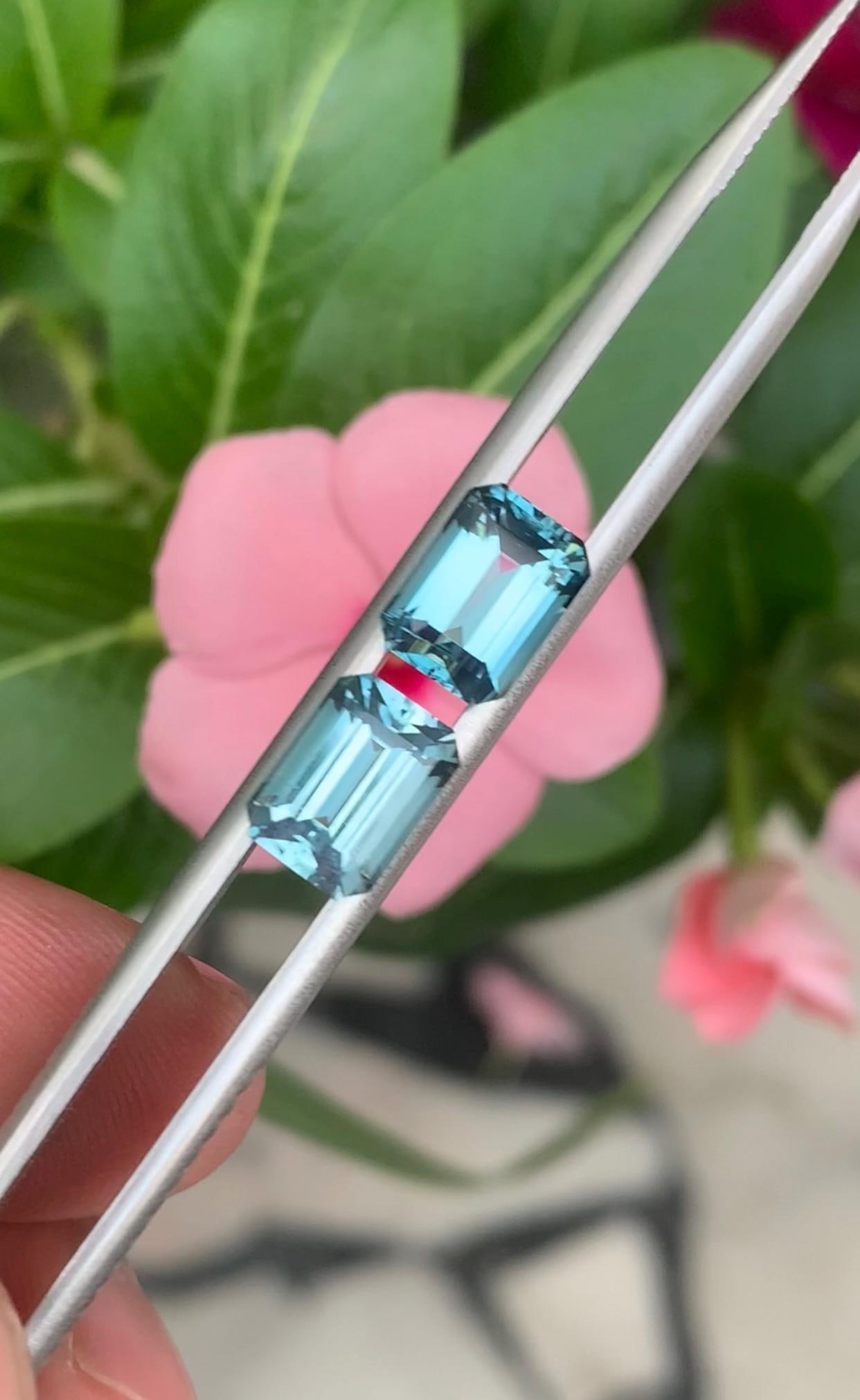 4.185 Carat Indicolite Blue Tourmaline Stone Pair, Emerald Cut Afghanistan Tourmaline - 13