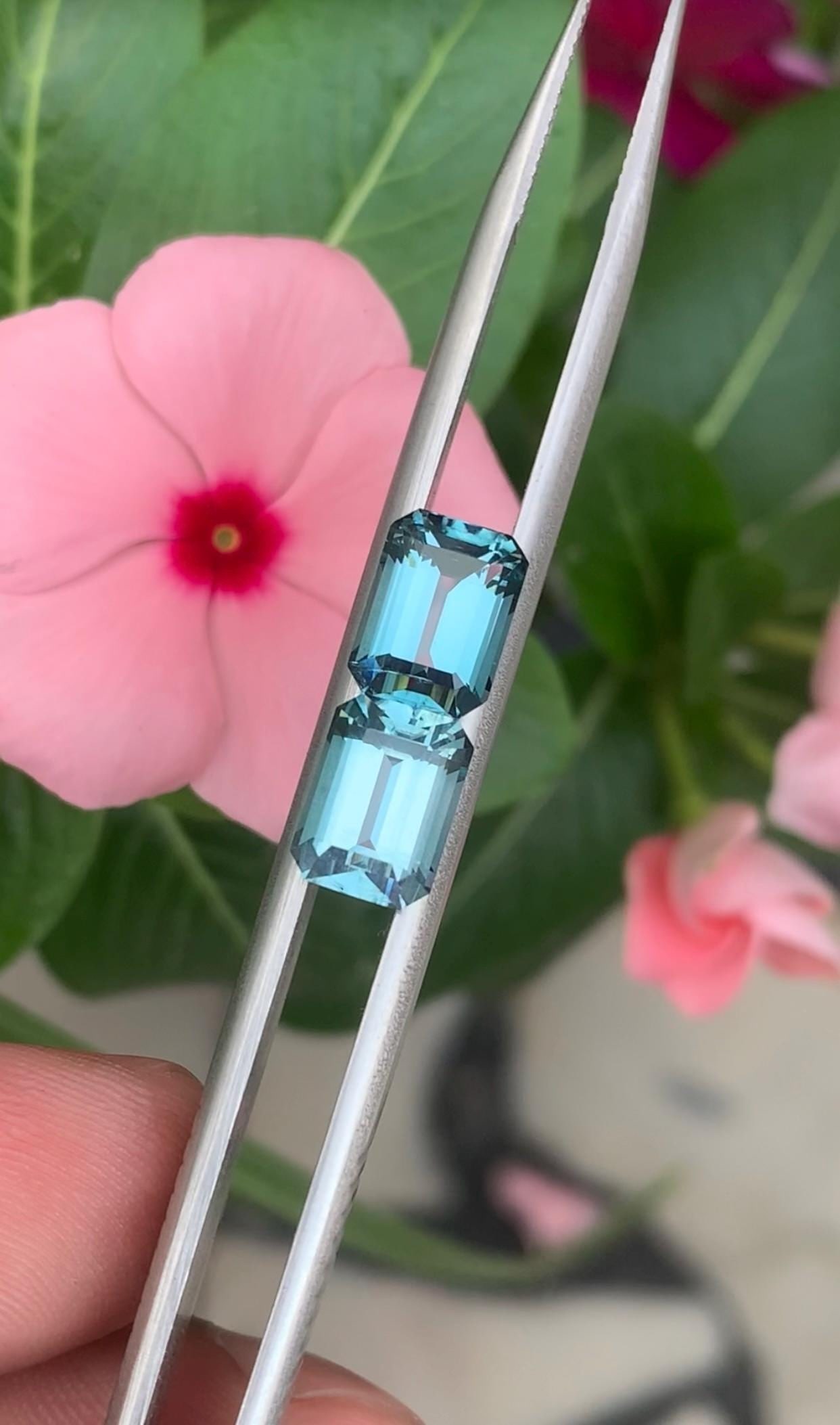 4.185 Carat Indicolite Blue Tourmaline Stone Pair, Emerald Cut Afghanistan Tourmaline - 3