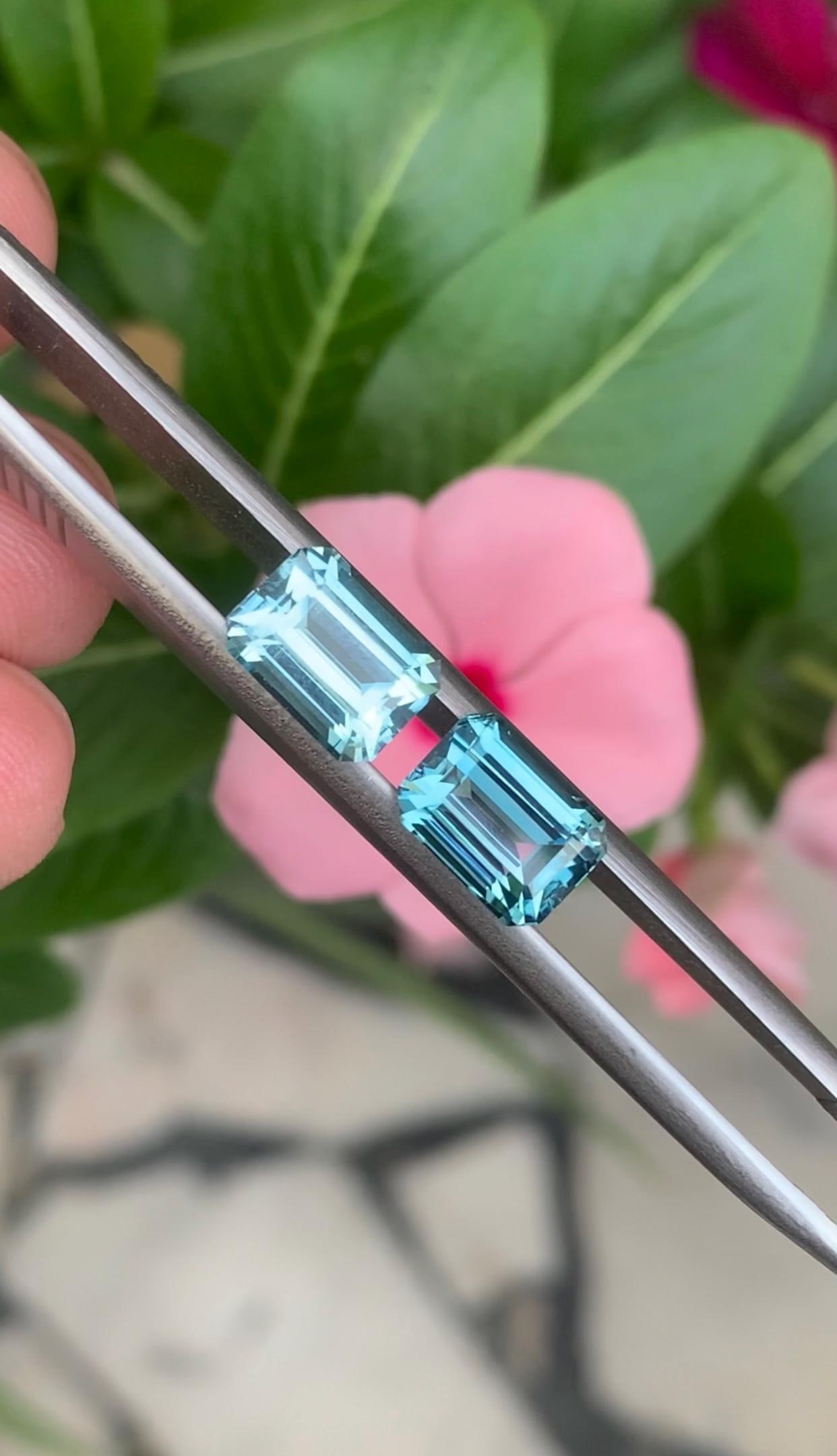 4.185 Carat Indicolite Blue Tourmaline Stone Pair, Emerald Cut Afghanistan Tourmaline - 7
