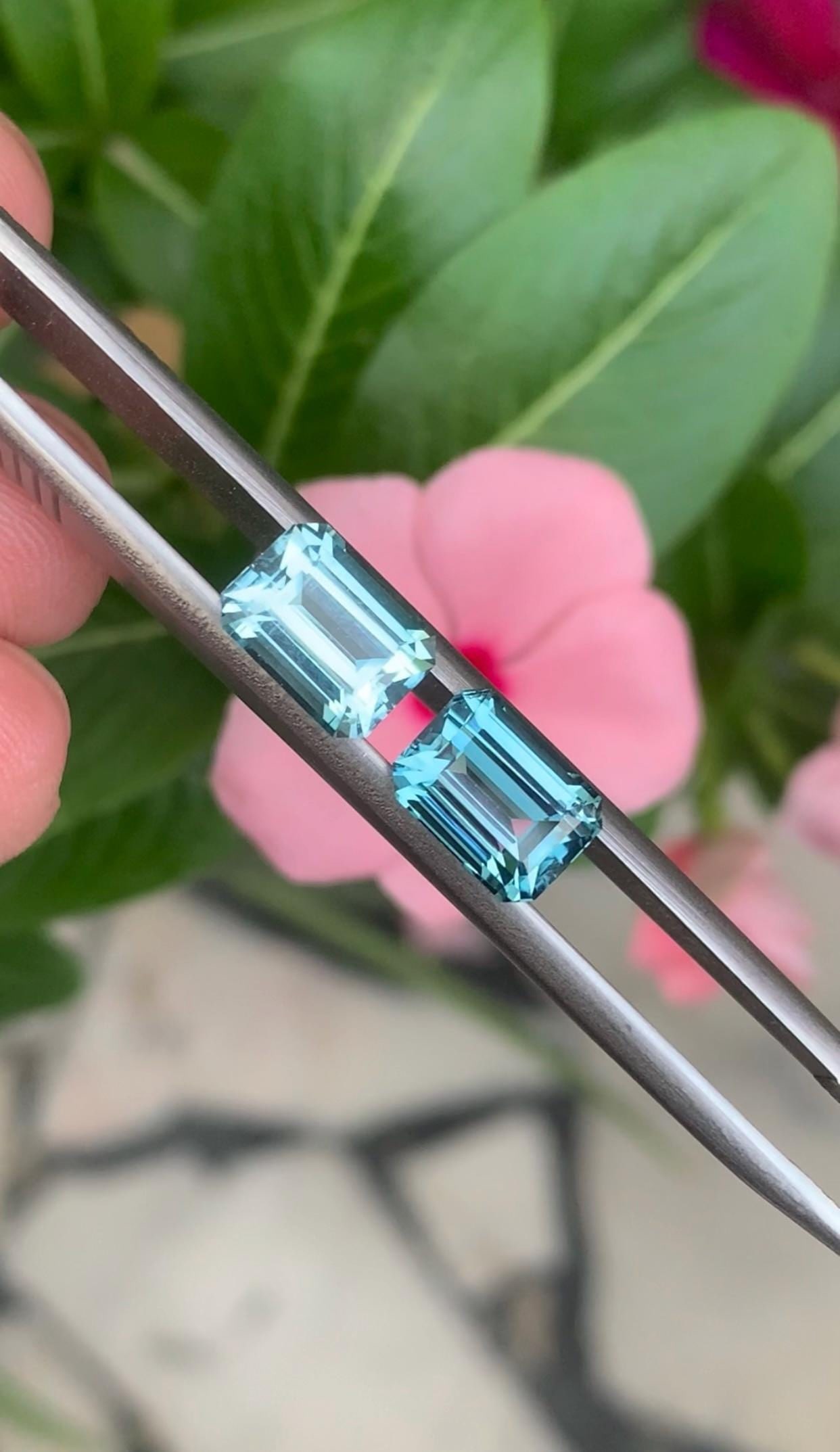 4.185 Carat Indicolite Blue Tourmaline Stone Pair, Emerald Cut Afghanistan Tourmaline - 8