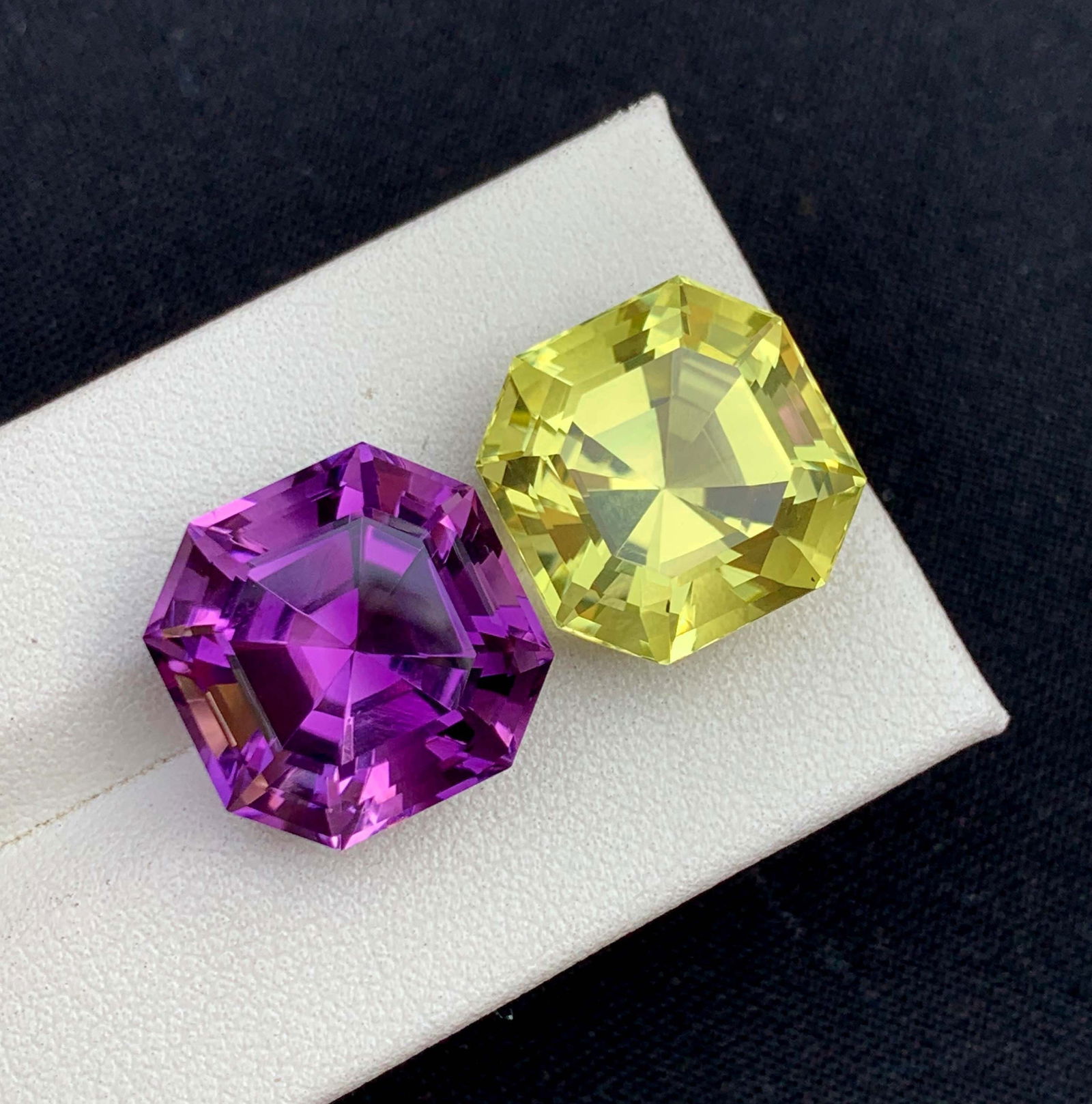 Amethyst and Citrine Gemstone Pair: Fancy Asscher Cut, 30 Carat (1 of 7)