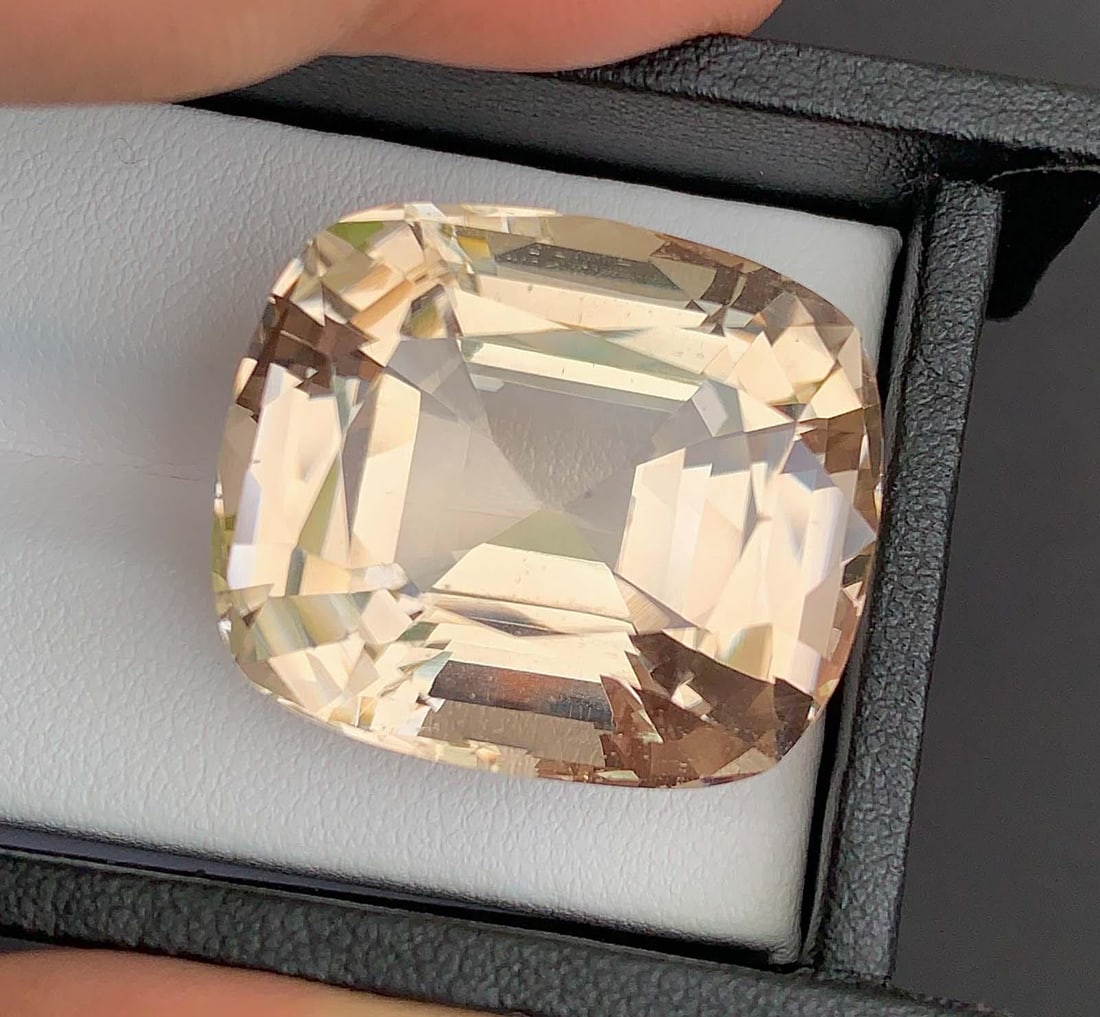 Golden Yellow Topaz Gemstone: 41.80 Carat Cushion Cut Stone - 12